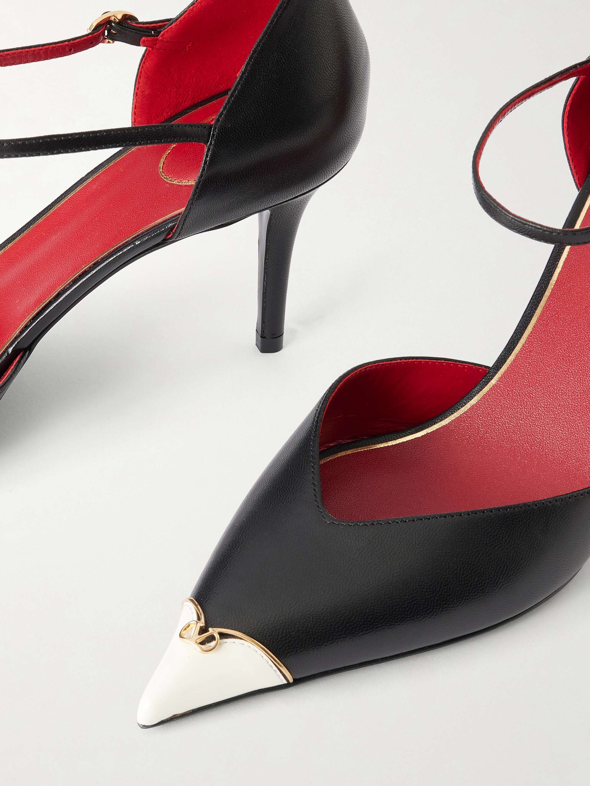 VALENTINO GARAVANI 75 logo-embellished leather pumps | NET-A-PORTER