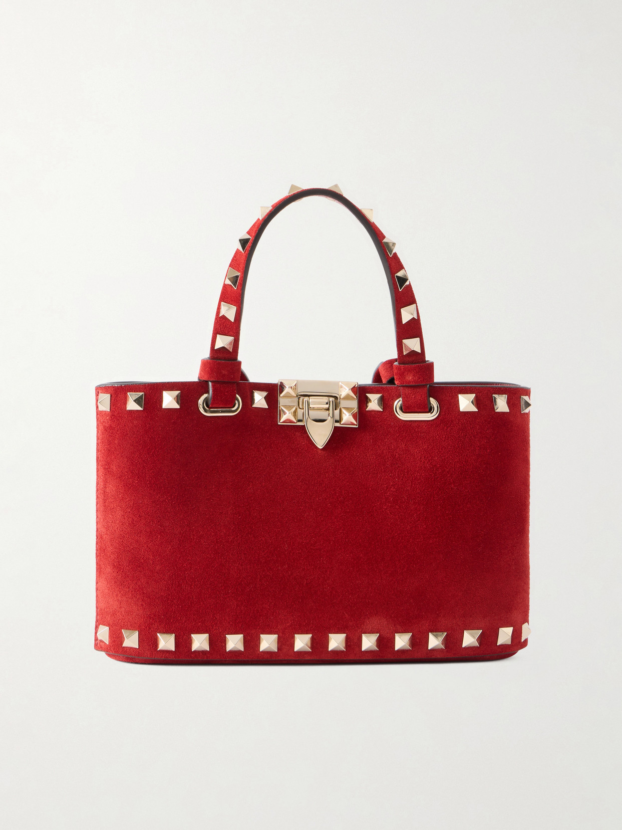 Valentino Garavani - Rockstud Mini Embellished Suede Tote - Red