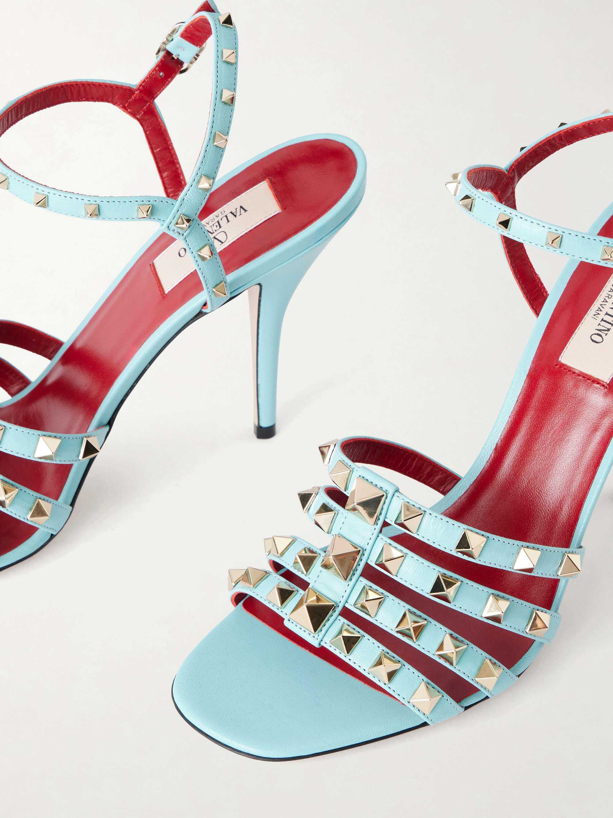 VALENTINO GARAVANI Rockstud 100 embellished leather sandals | NET