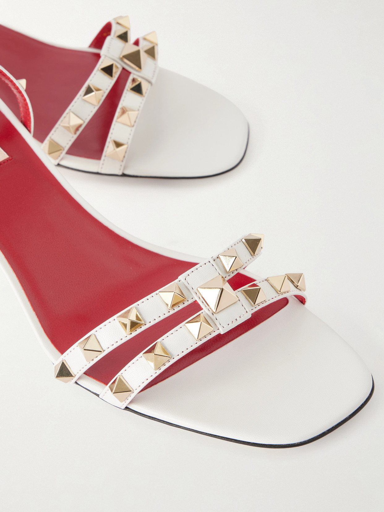 Valentino Rockstud Ankle-strap Sandals In White