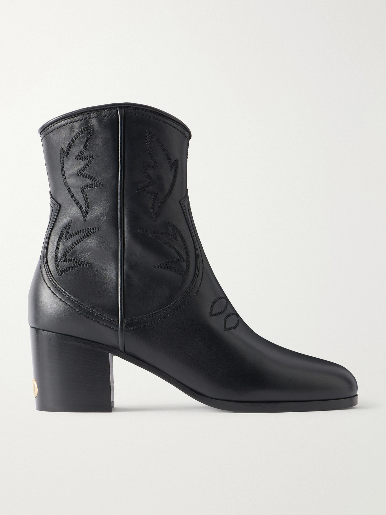 Valentino Garavani Zimmy 40 Embroidered Leather Ankle Boots In Black