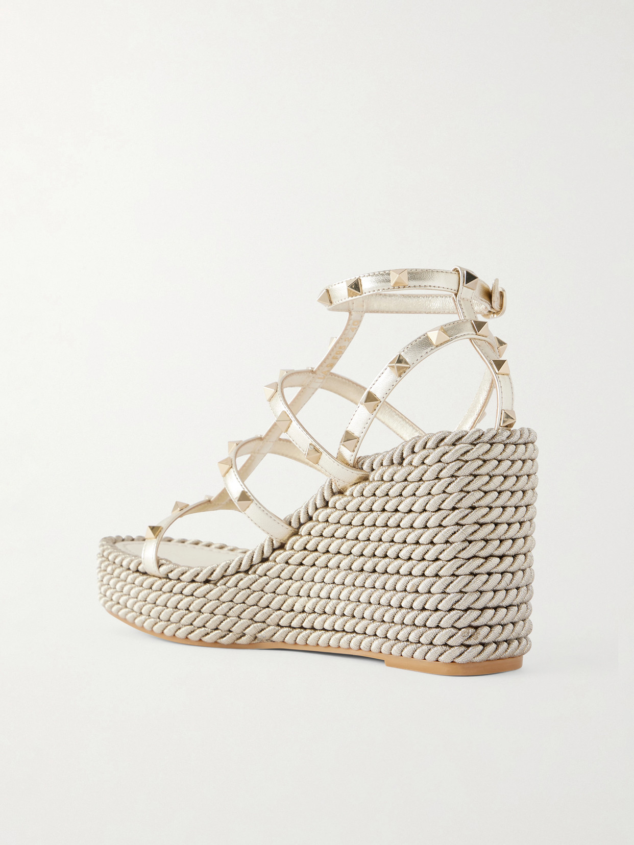 Garavani - Rockstud Tourchon Metallic Leather Espadrille Wedge