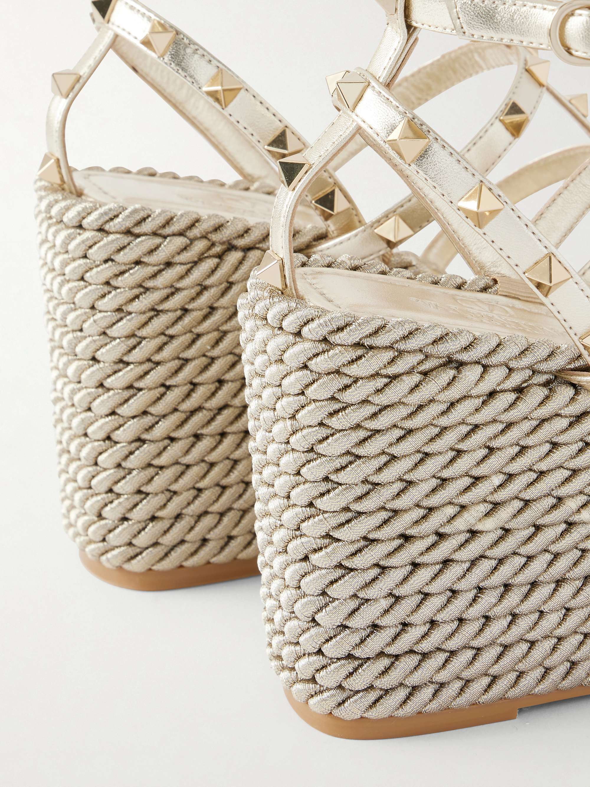 VALENTINO GARAVANI Rockstud Tourchon metallic leather espadrille