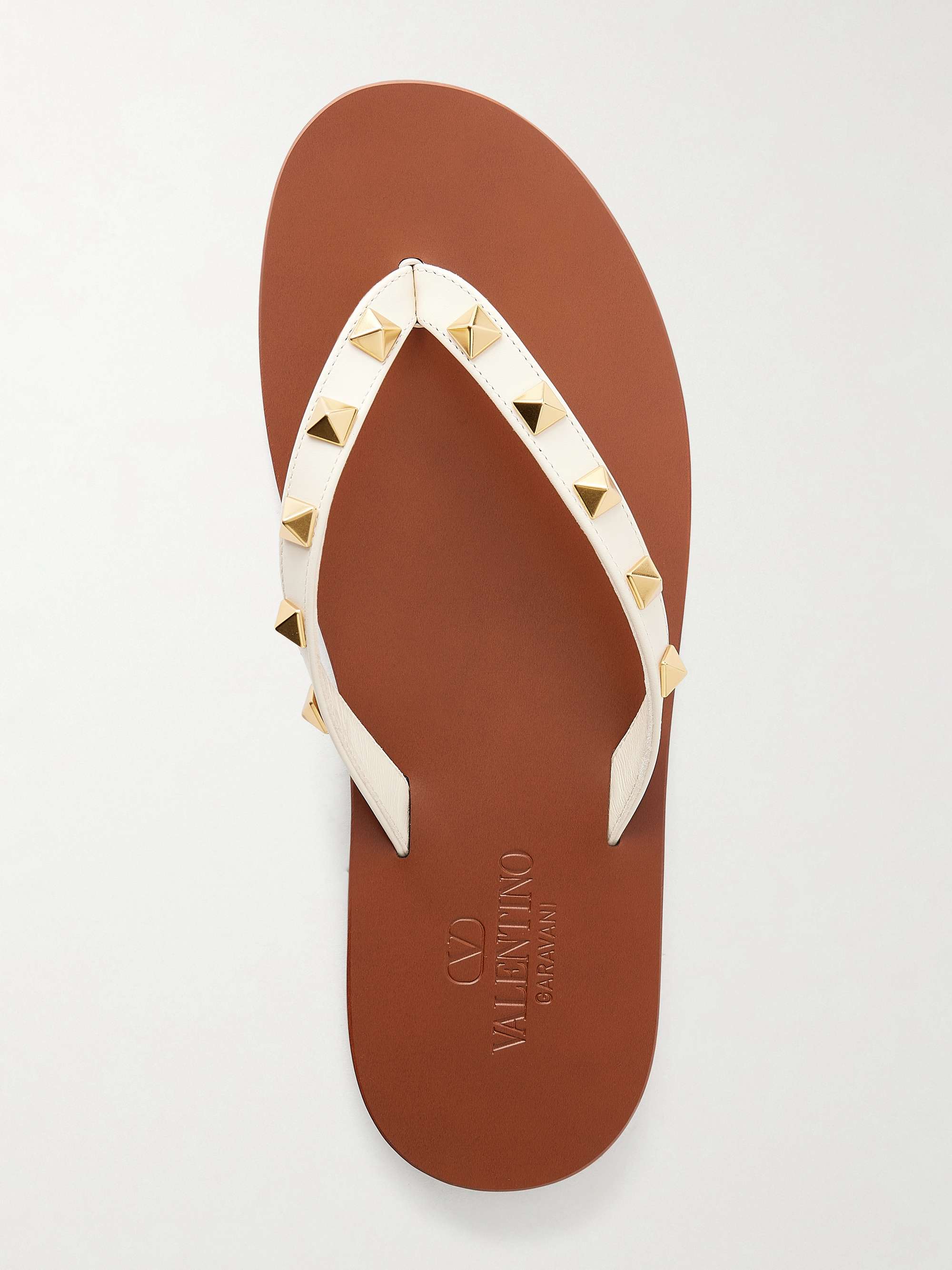 VALENTINO GARAVANI Rockstud leather thong sandals | NET-A-PORTER