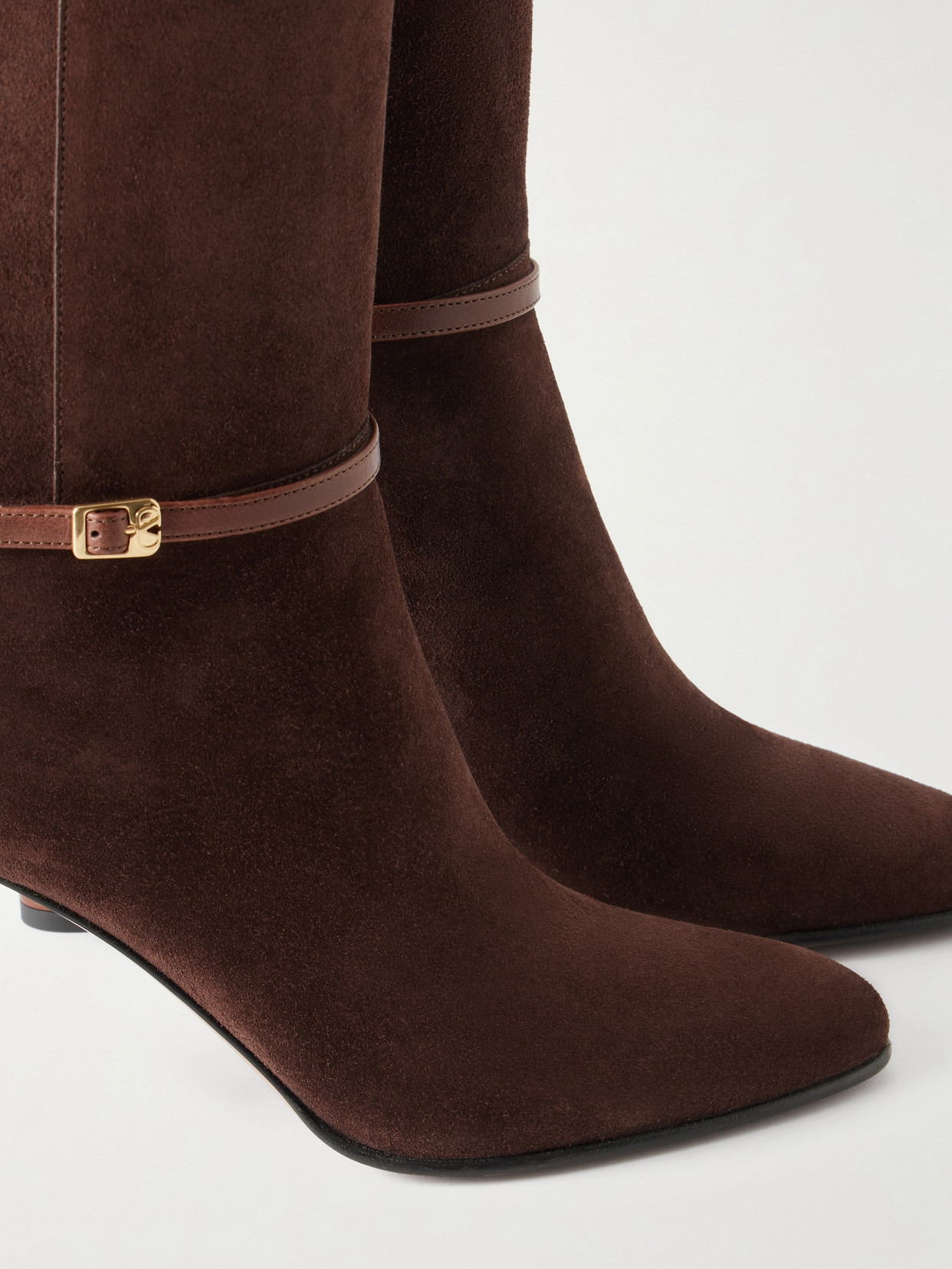 Garavani - Pattie 85 Buckle-Detail Suede Knee Boots