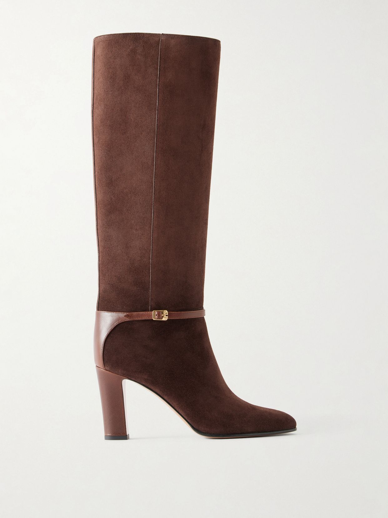 pattie 85 buckle detail suede knee boots