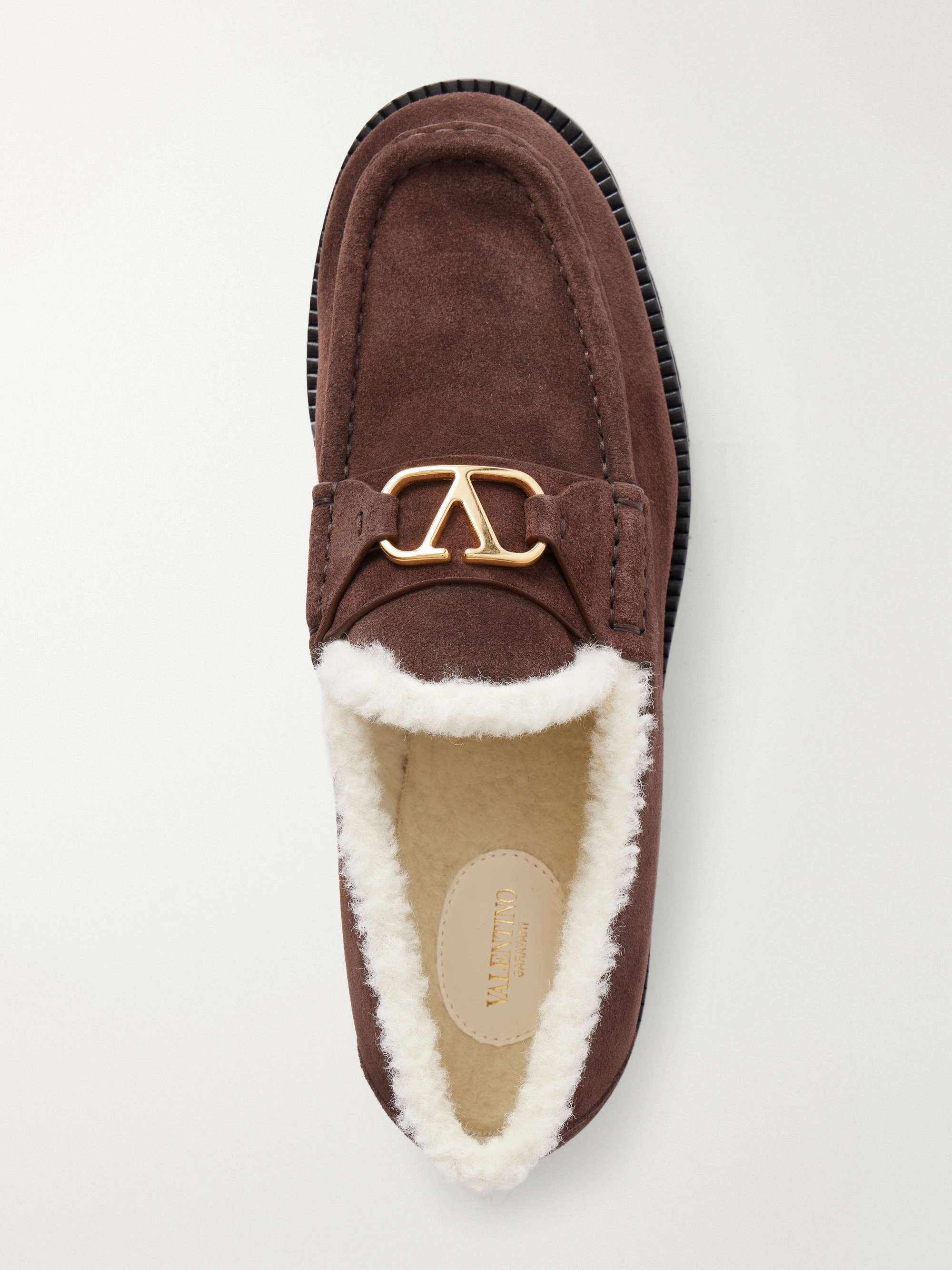 VALENTINOファーボレロ VALENTINO GARAVANI VLogo 25 shearling-lined suede loafers | NET-A