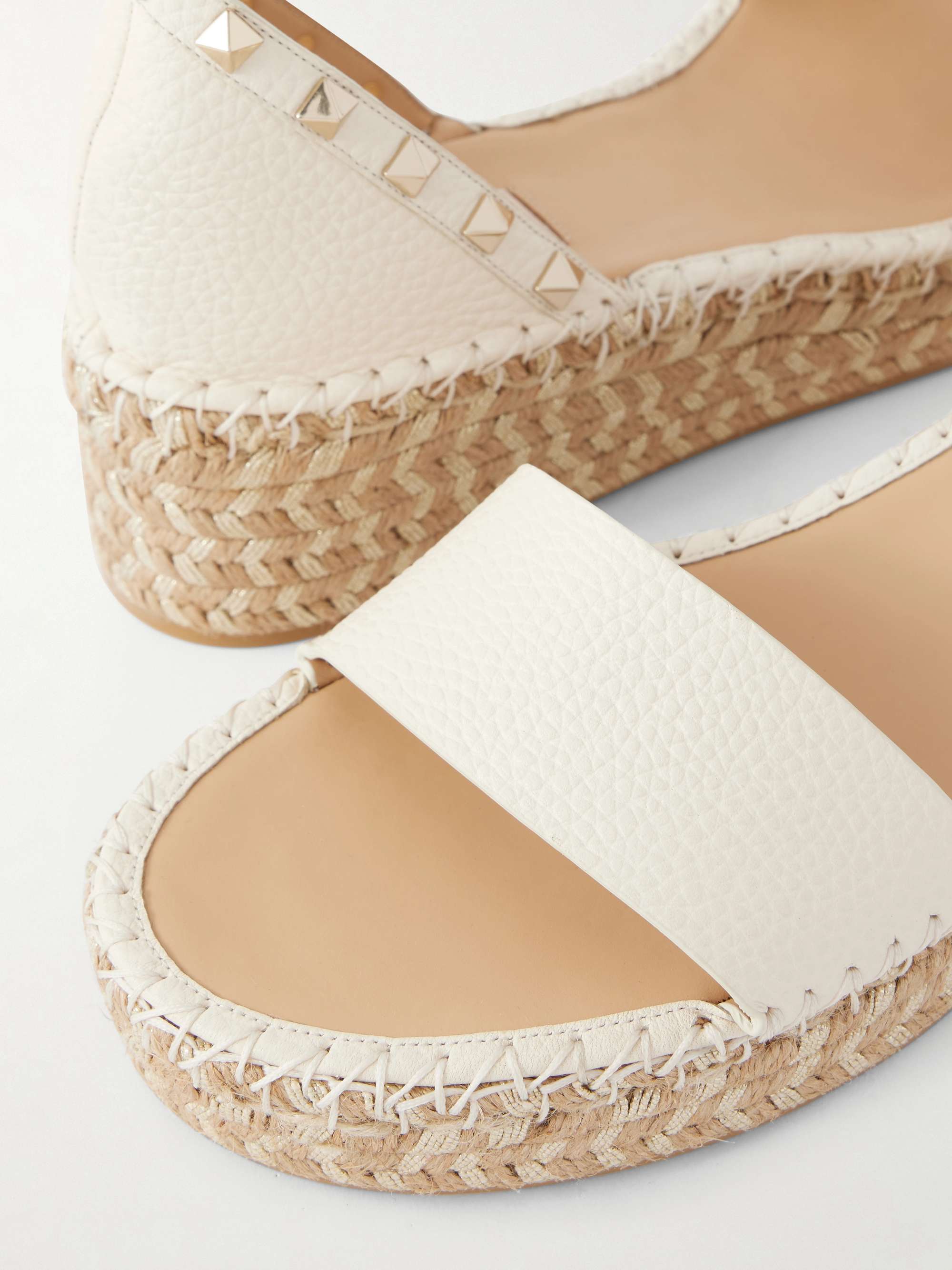 VALENTINO GARAVANI Rockstud Double leather espadrillas sandals