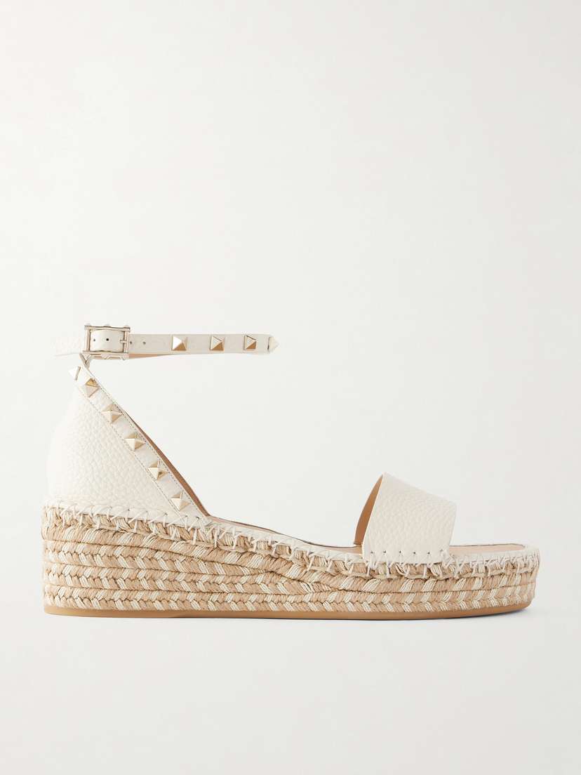 Valentino Garavani Rockstud Double Leather Espadrillas Sandals