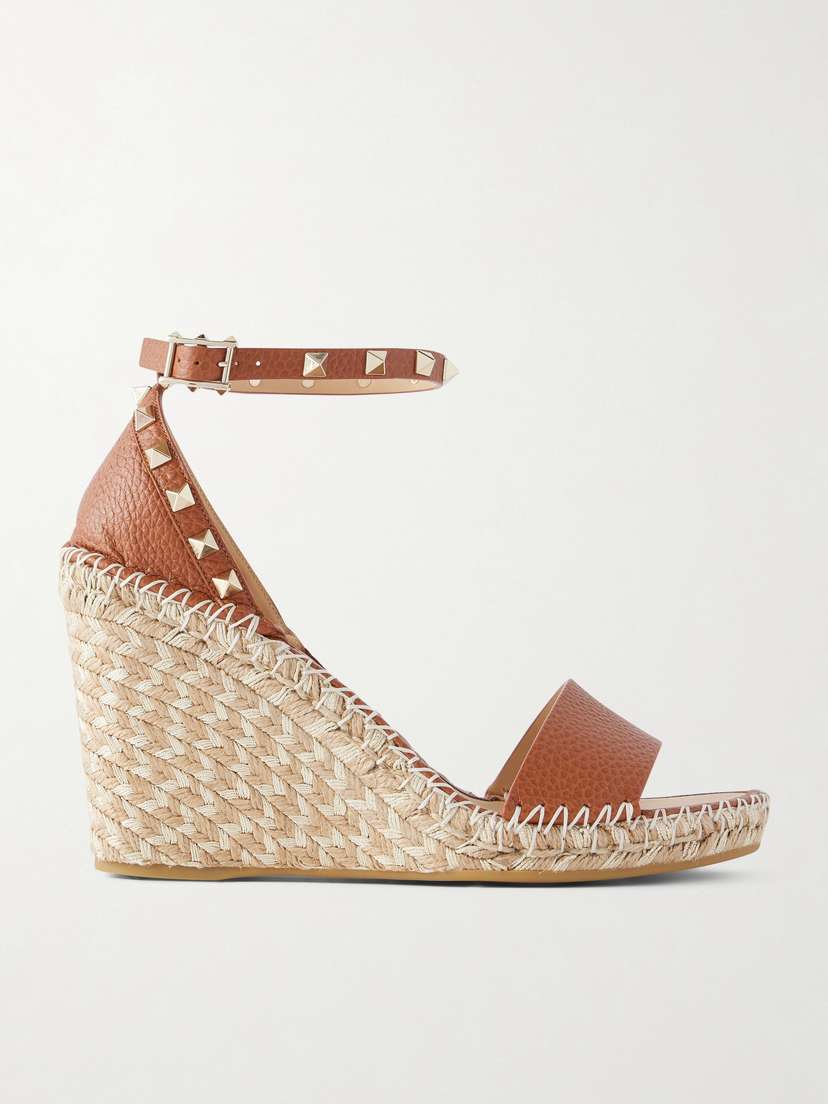 Valentino Garavani Rockstud Double Leather Espadrillas Sandals