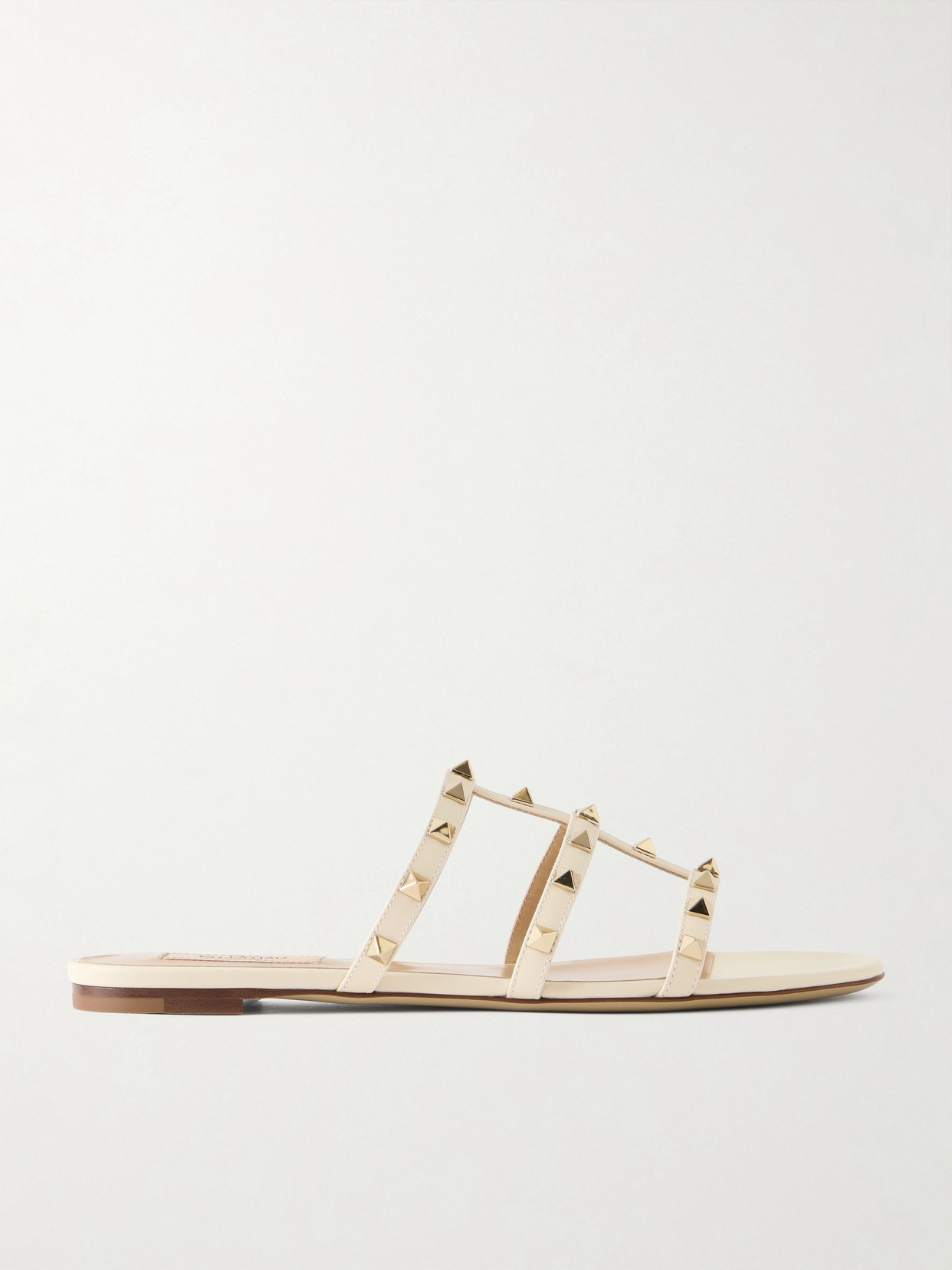 Valentino Garavani Rockstud Embellished Leather Sandals In Neutral