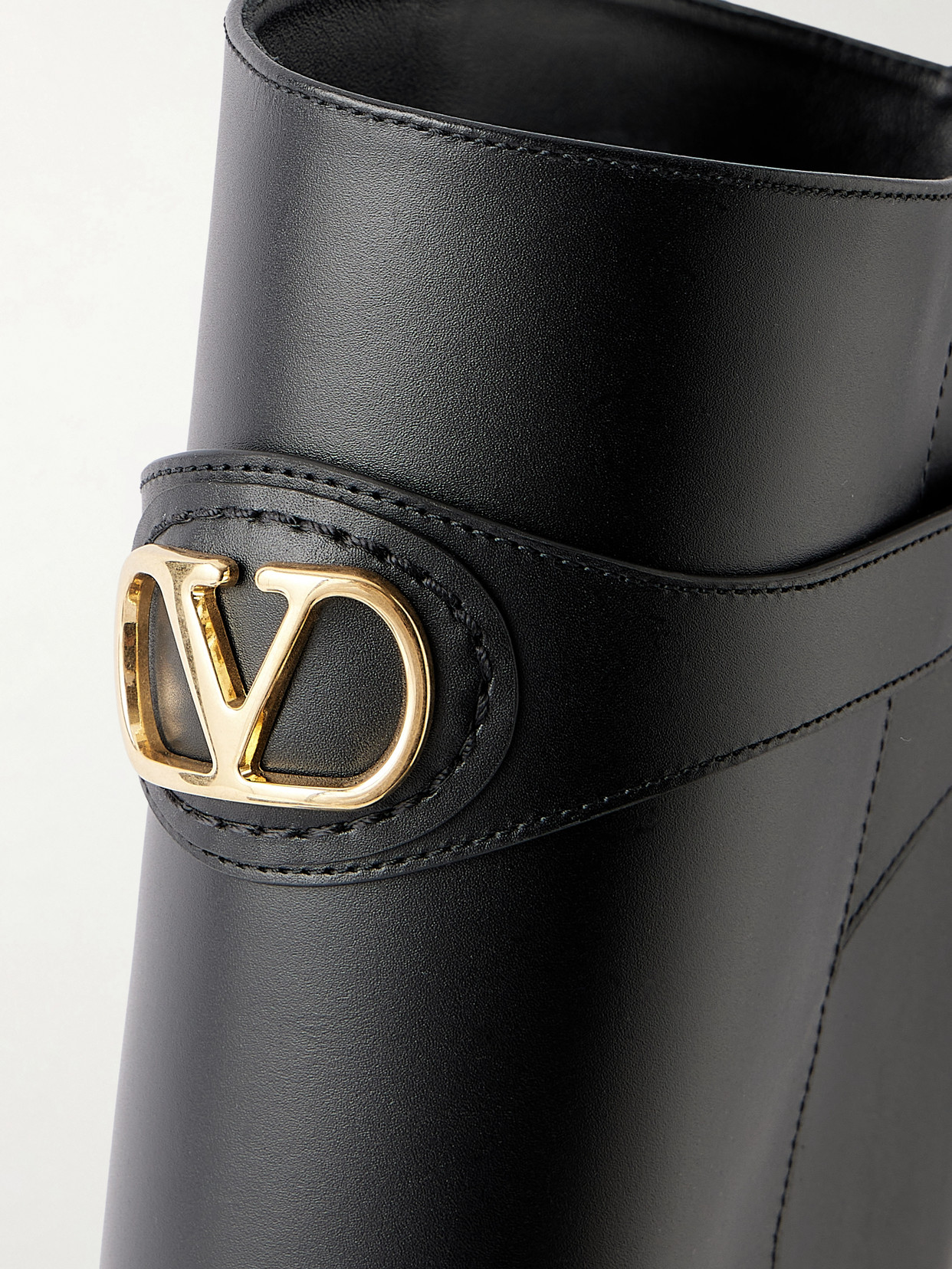 Valentino Garavani Vlogo Signature Calfskin Boot 30mm Woman Black 41.5 In Black