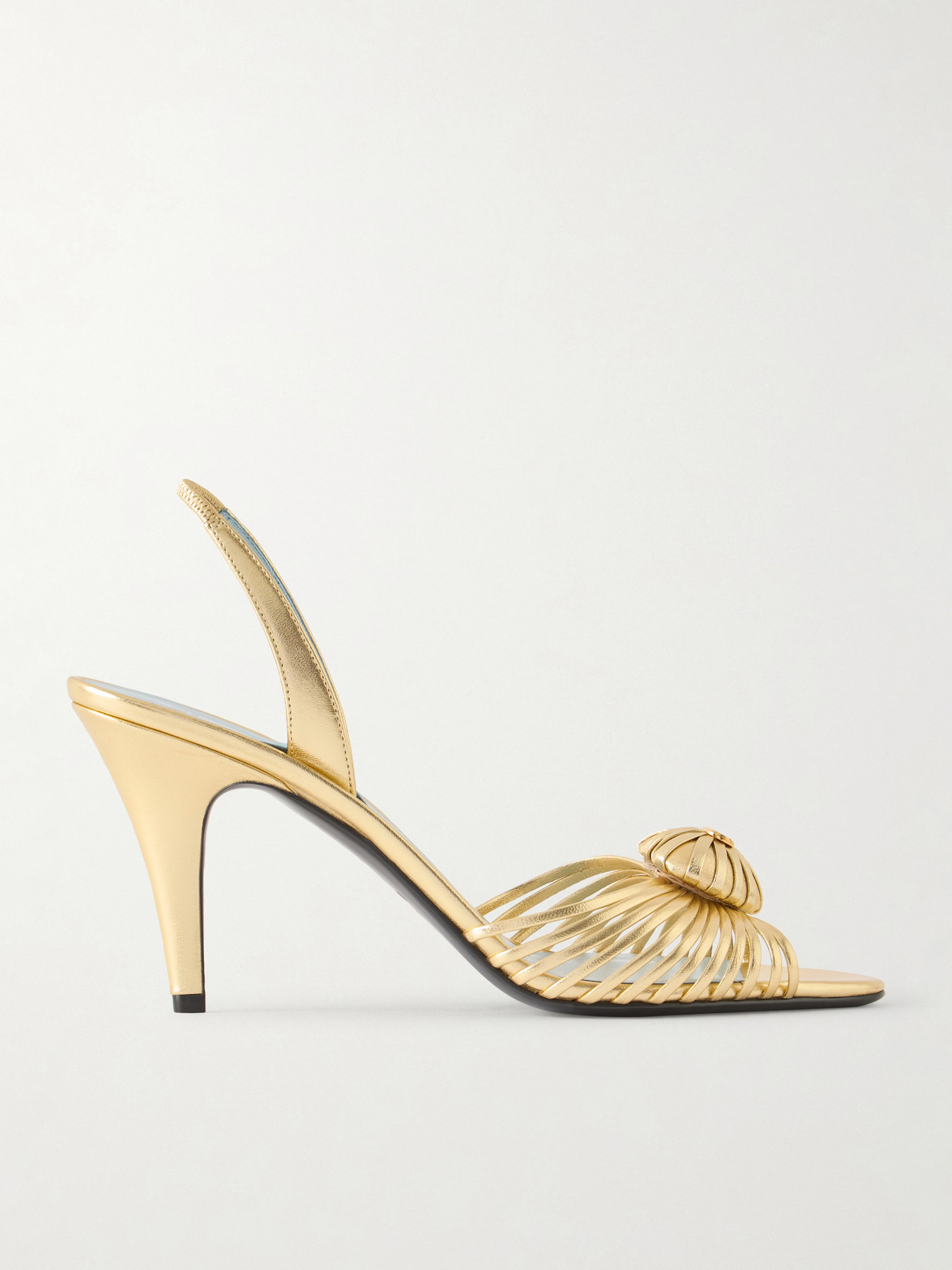 Valentino Garavani - Coeur Royal 85 Logo-embellished Metallic Leather Sandals - Gold