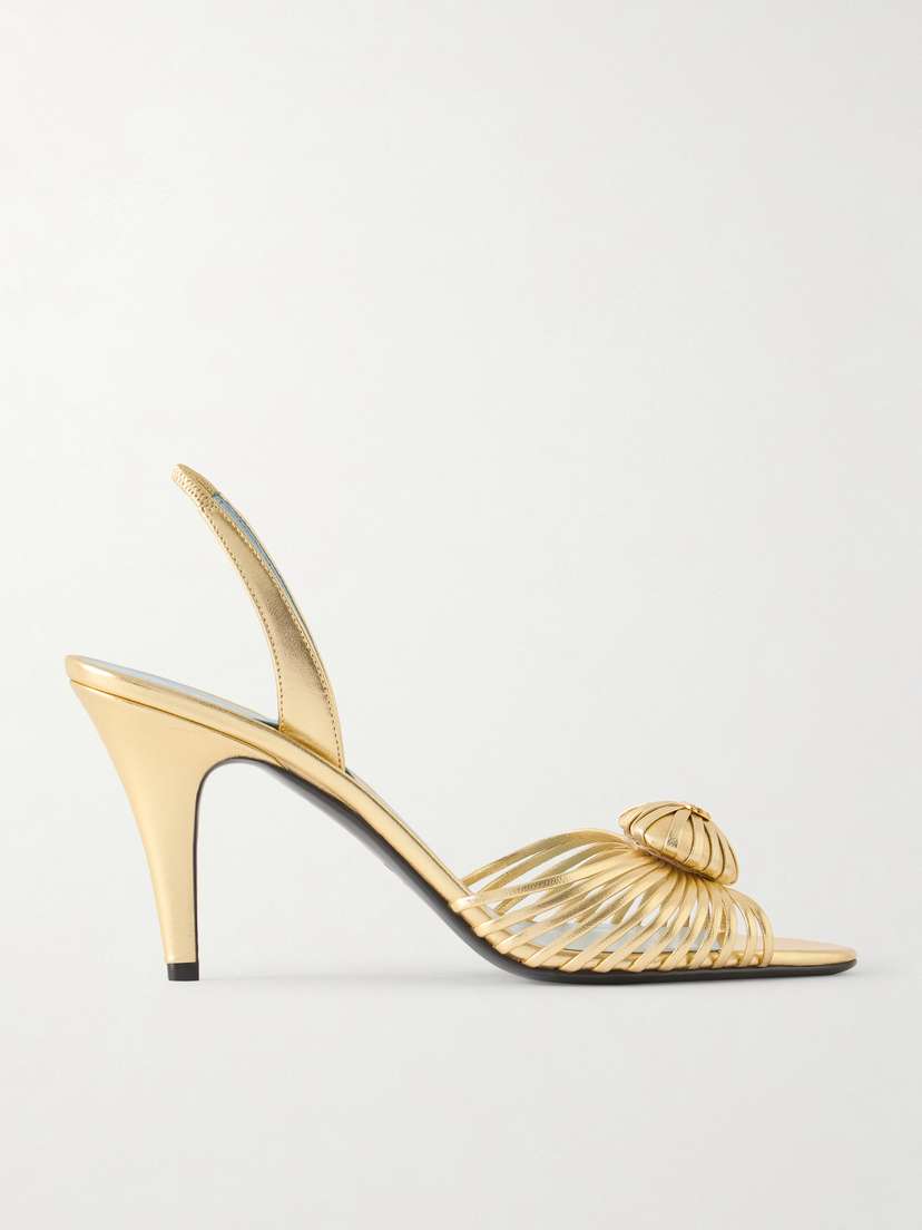 Valentino Garavani Coeur Royal 85 Logo-embellished Metallic Leather Sandals