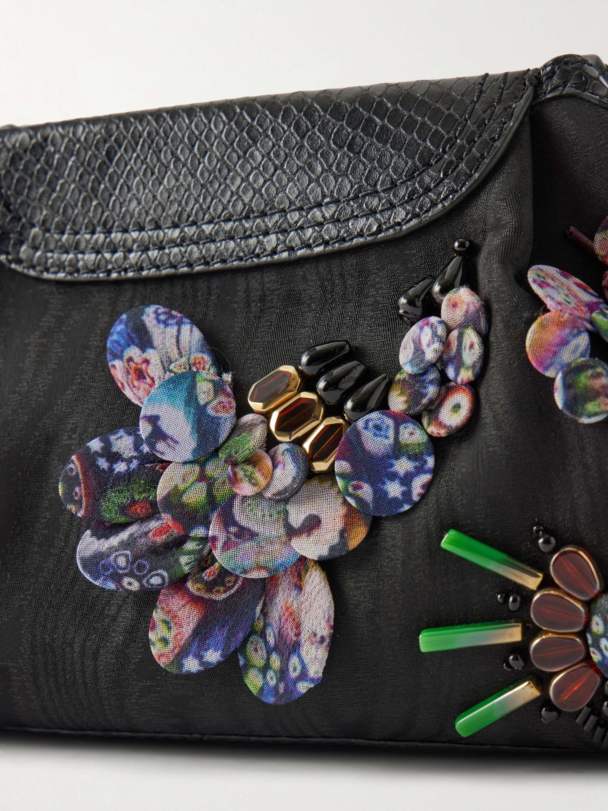 DRIES VAN NOTEN Bead-embellished snake-effect leather-trimmed