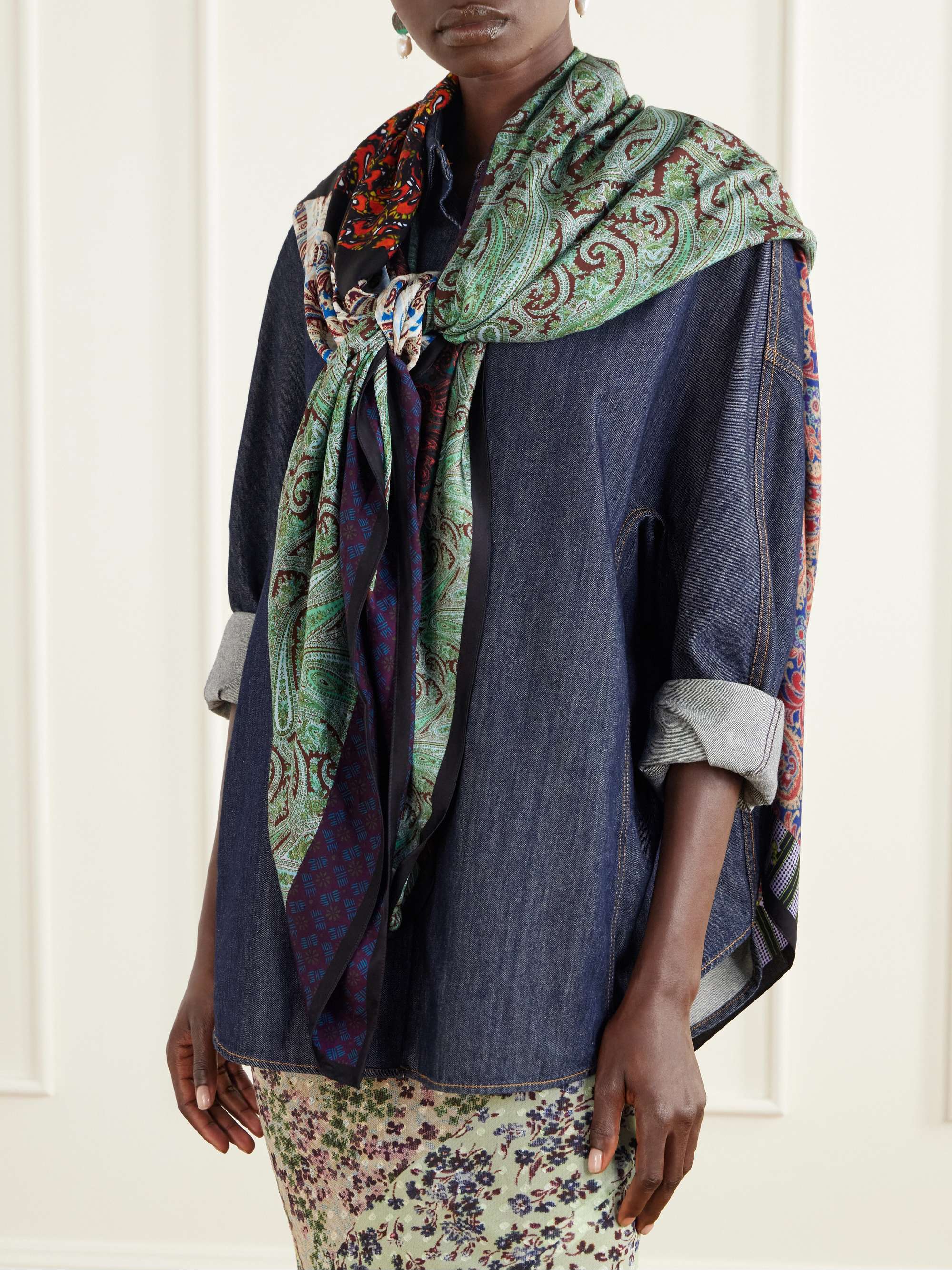 DRIES VAN NOTEN 花柄 シルクスカーフ DRIES VAN NOTEN Floral-printed satin scarf | NET-A-PORTER