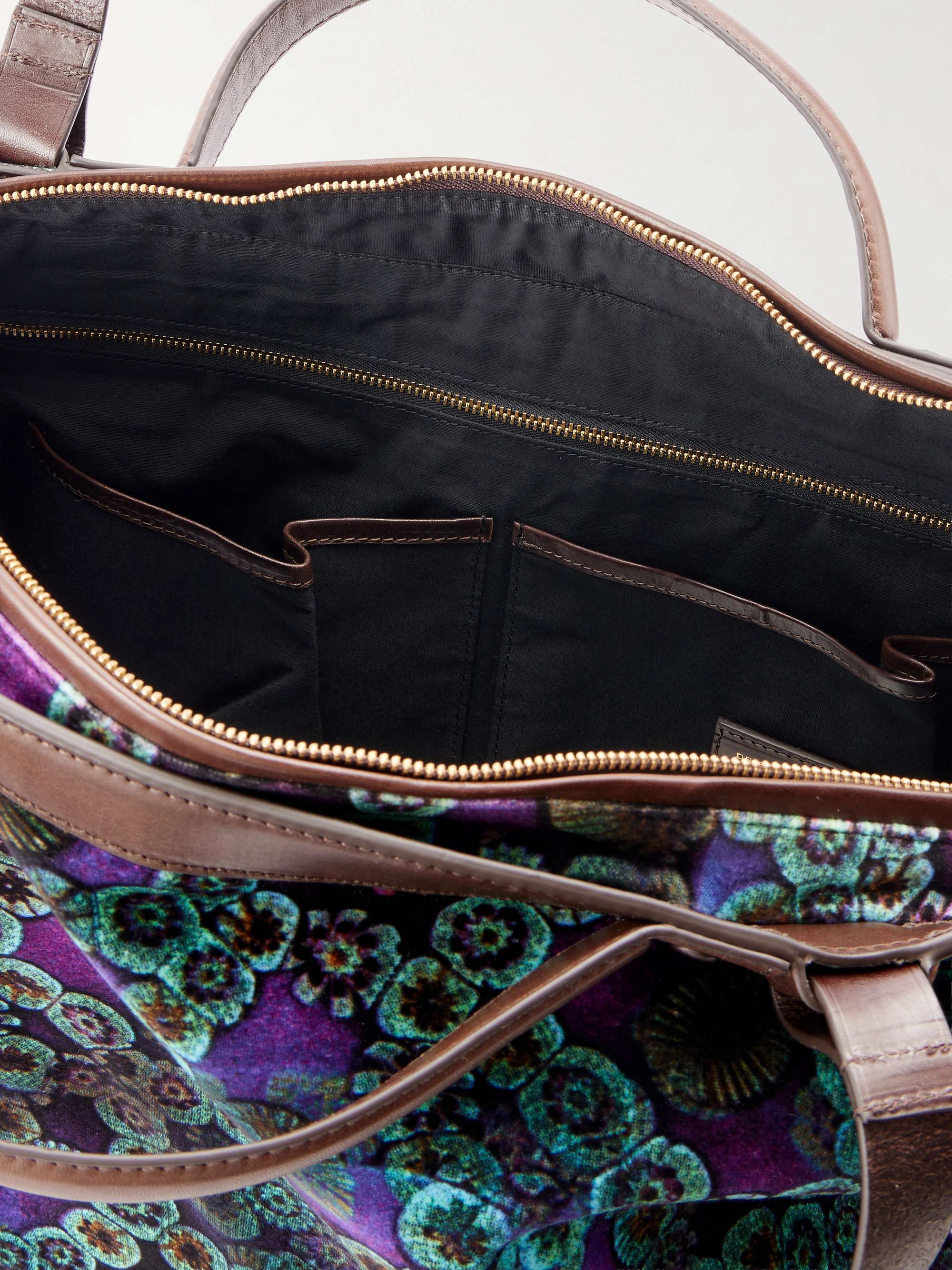 DRIES VAN NOTEN Carter printed leather-trimmed velvet tote | NET-A