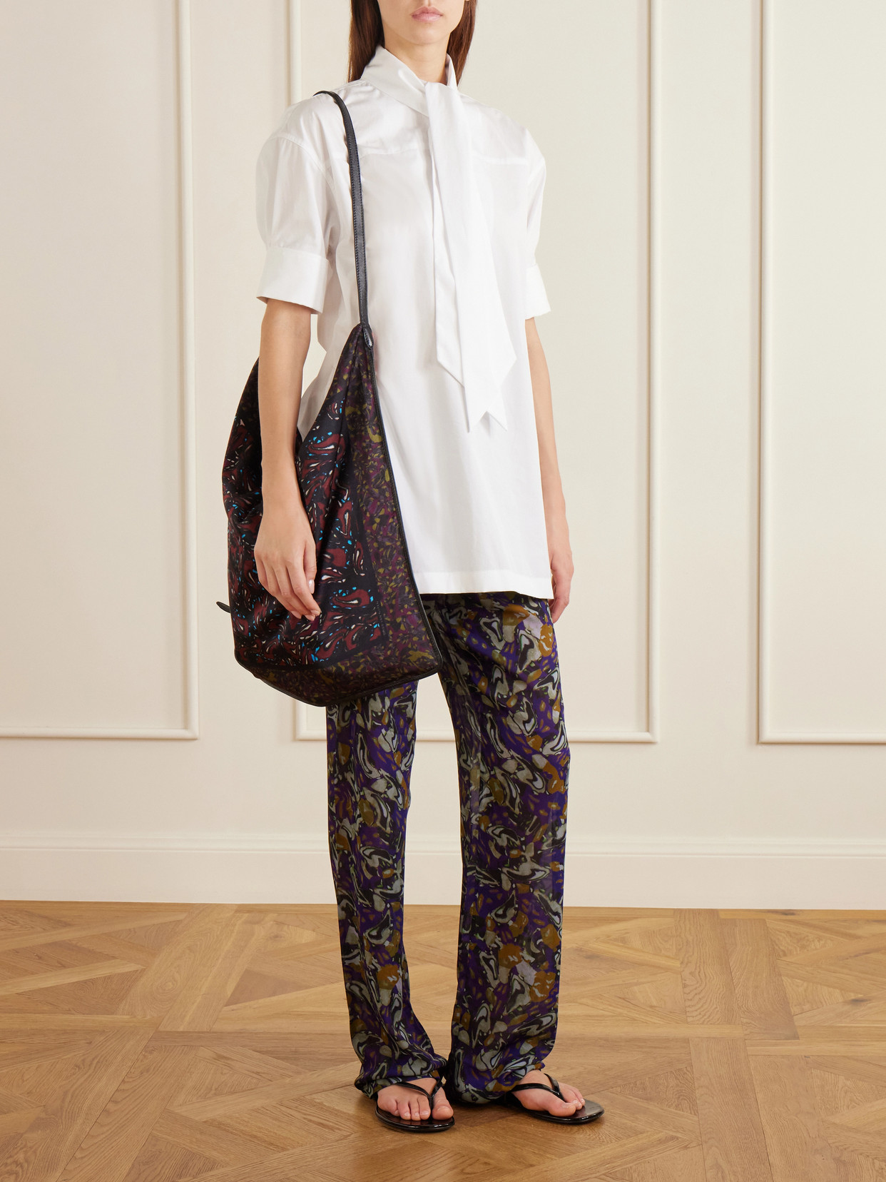 Printed Satin Shoulder Bag