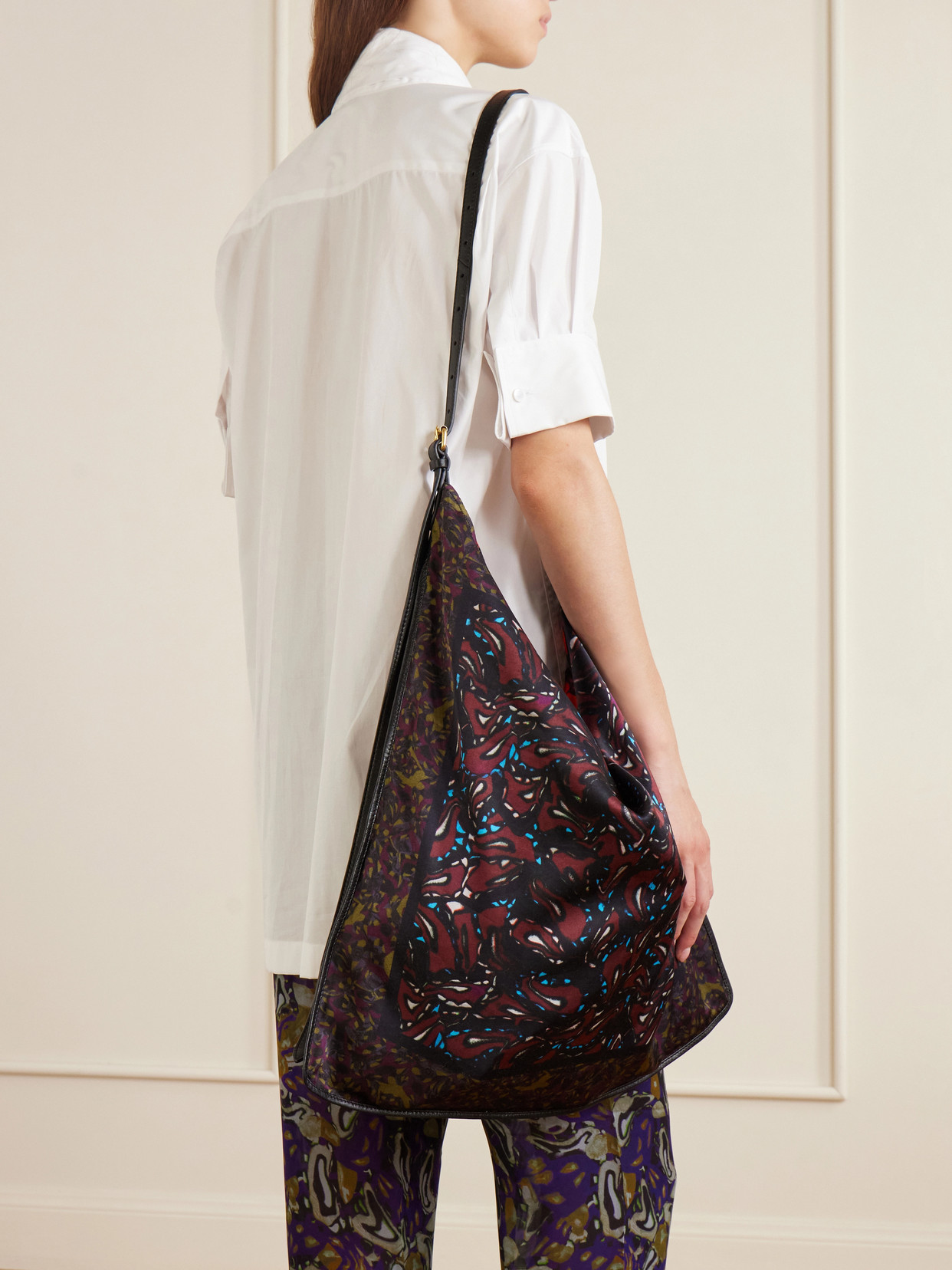 Printed Satin Shoulder Bag
