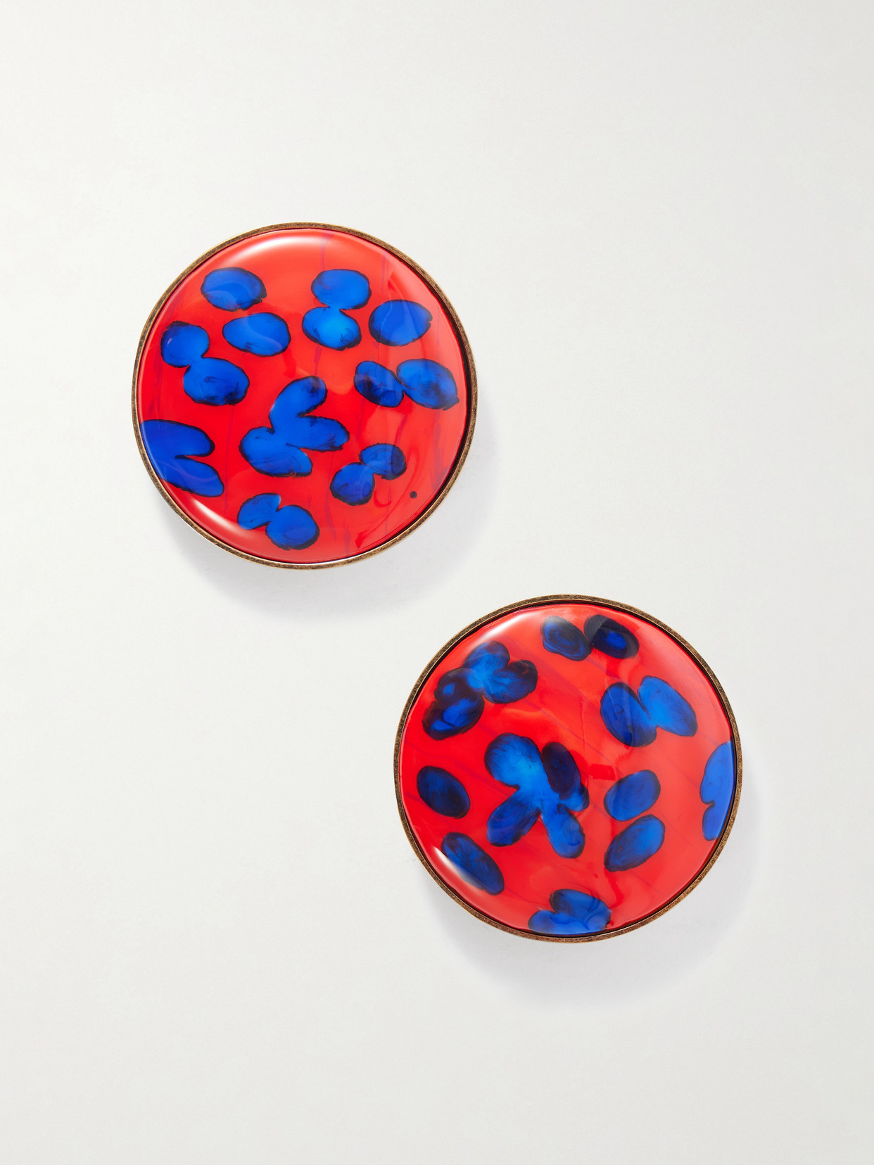 Dries Van Noten Gold-tone Enamel And Brass Earrings In Red