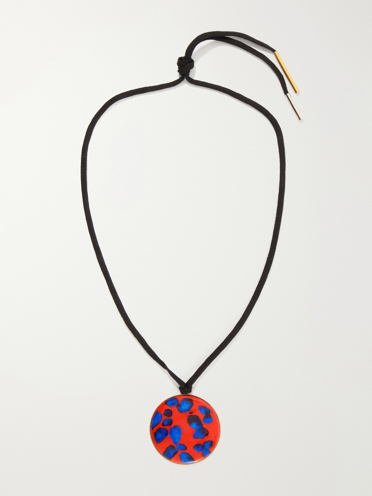 Dries Van Noten Gold-tone, Enamel And Cord Necklace In Red