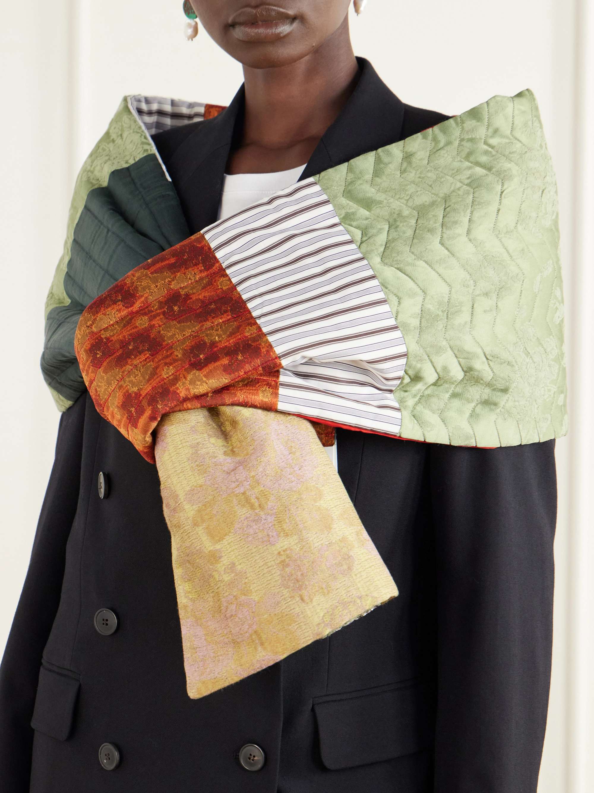 【Rare】Dries Van Noten Silk Quilted Scarf DRIES VAN NOTEN Patchwork quilted scarf | NET-A-PORTER