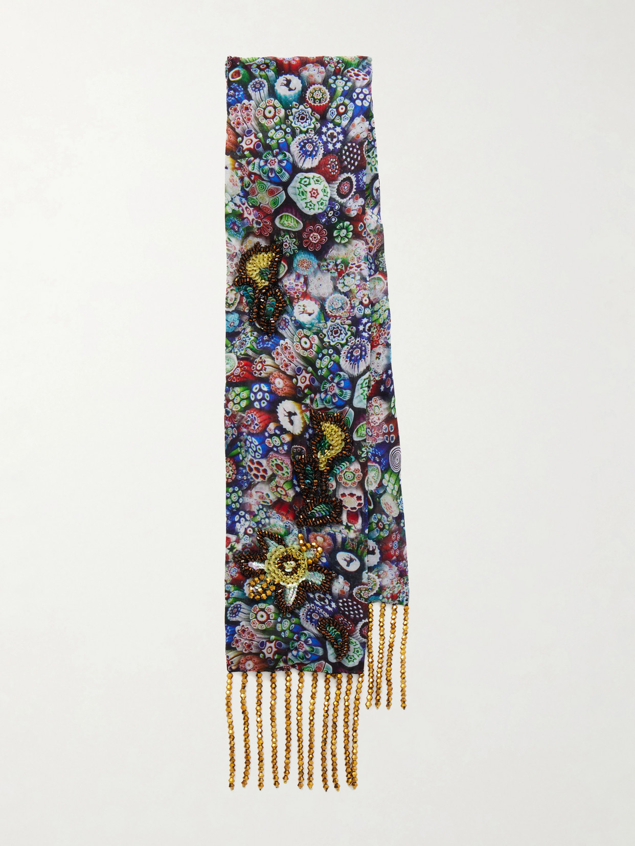 Dries Van Noten Floral-print Fringed Scarf In Multi