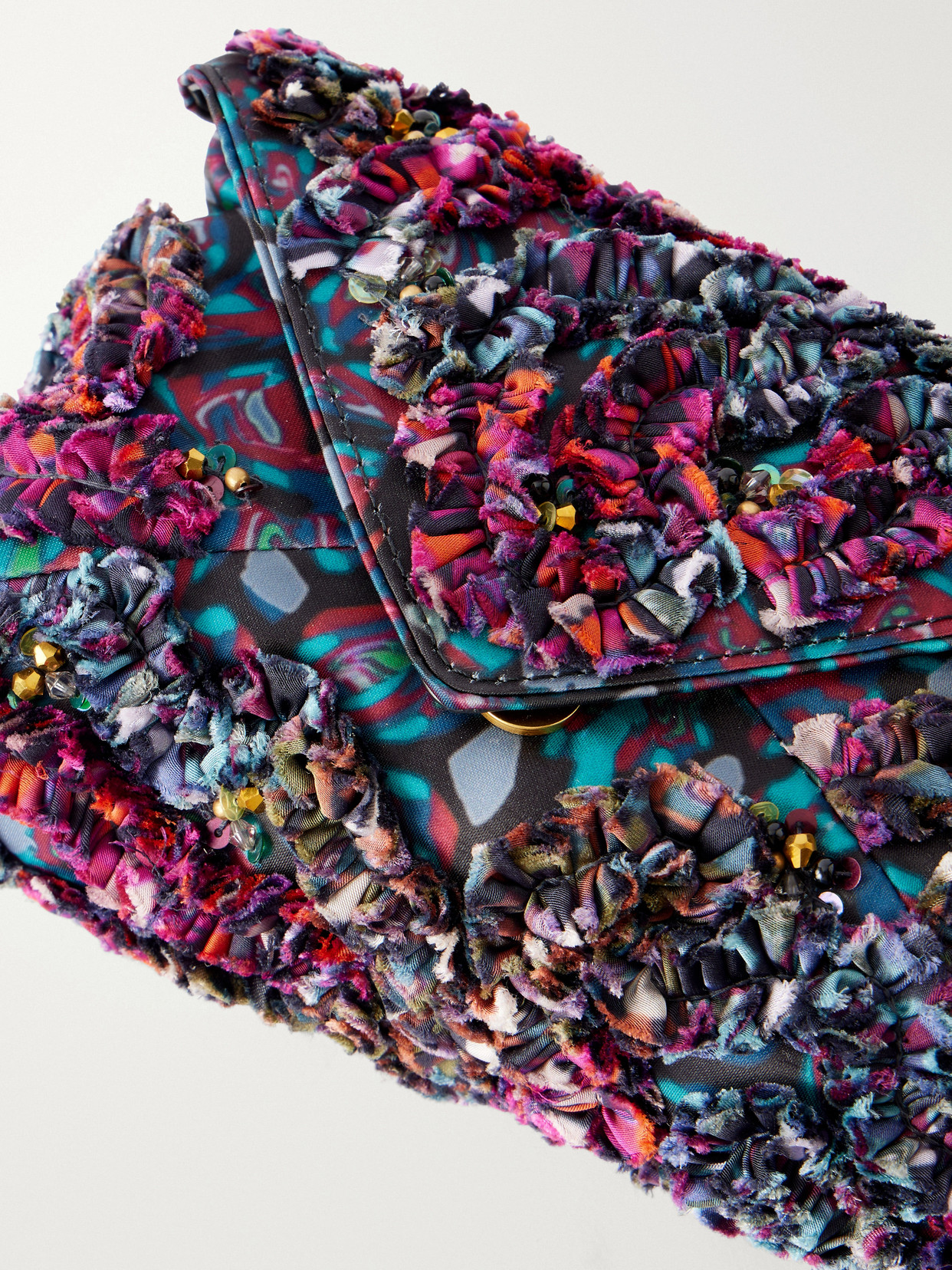 Dries Van Noten Embellished Embroidered Clutch In Multi