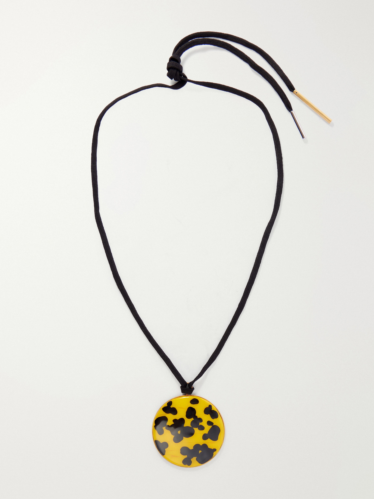 Dries Van Noten Gold-tone, Enamel And Cord Necklace In Orange