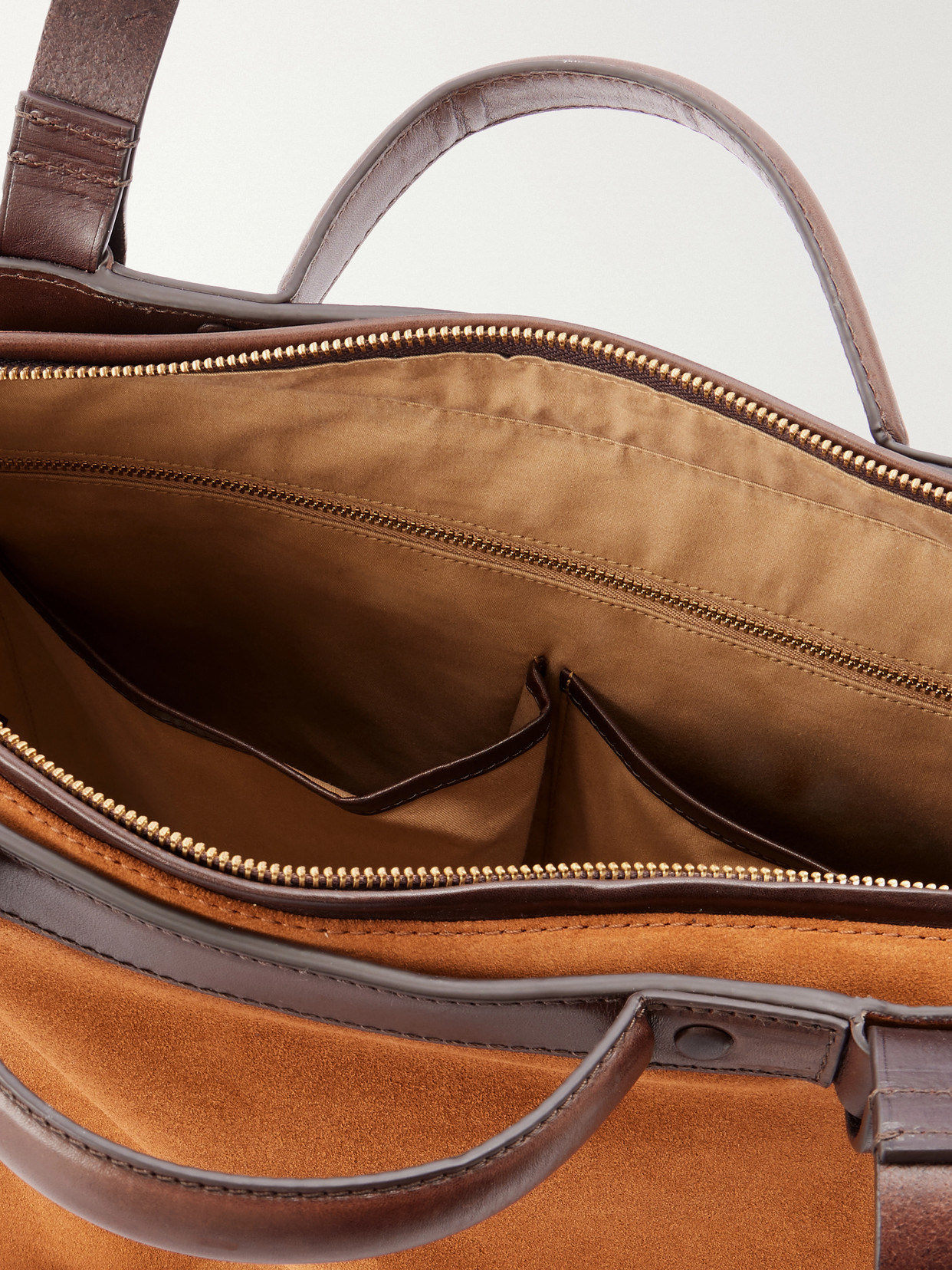 Carter Leather-Trimmed Suede Tote