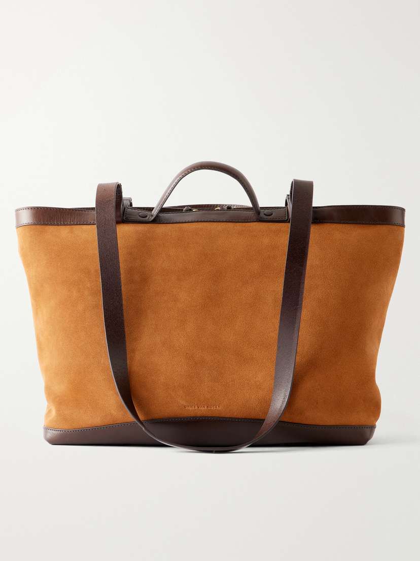 Dries Van Noten Carter Leather-trimmed Suede Tote