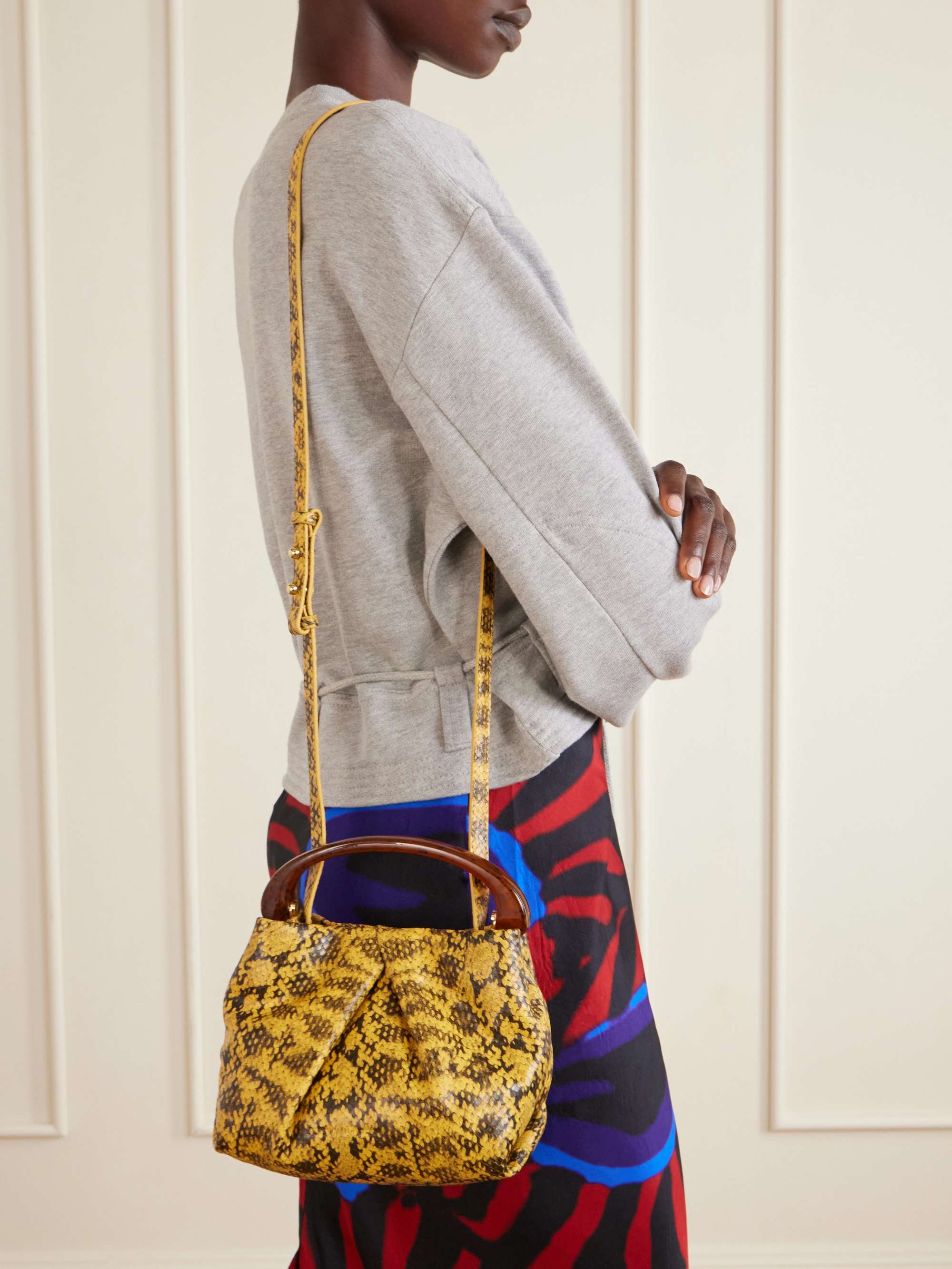 DRIES VAN NOTEN Snake-effect leather clutch | NET-A-PORTER