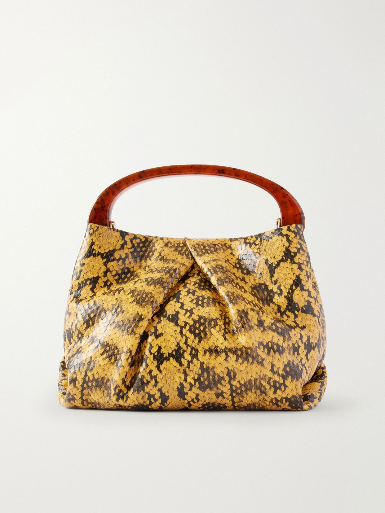 Snake-effect leather clutch