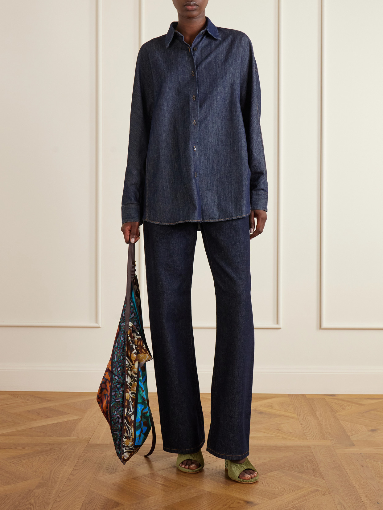 Printed Satin Shoulder Bag
