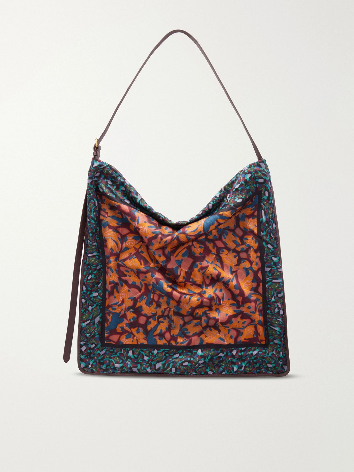 Printed satin shoulder bag