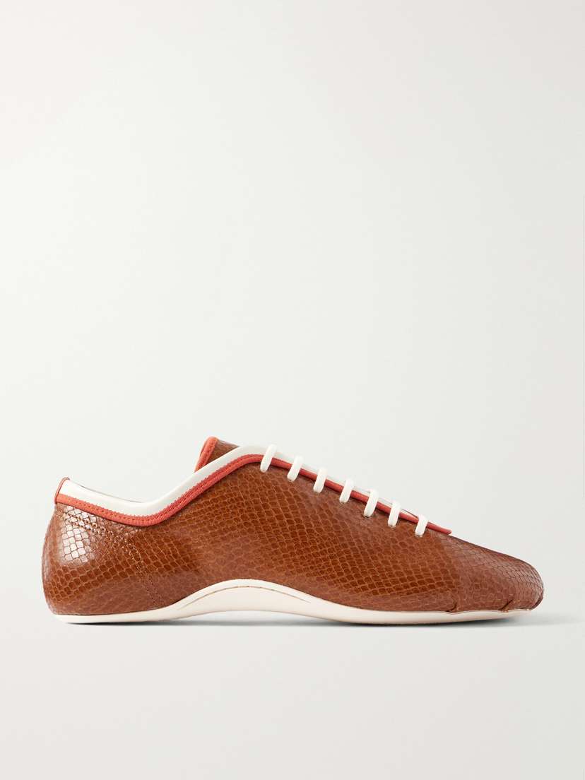 Dries Van Noten Snake-effect Leather Sneakers