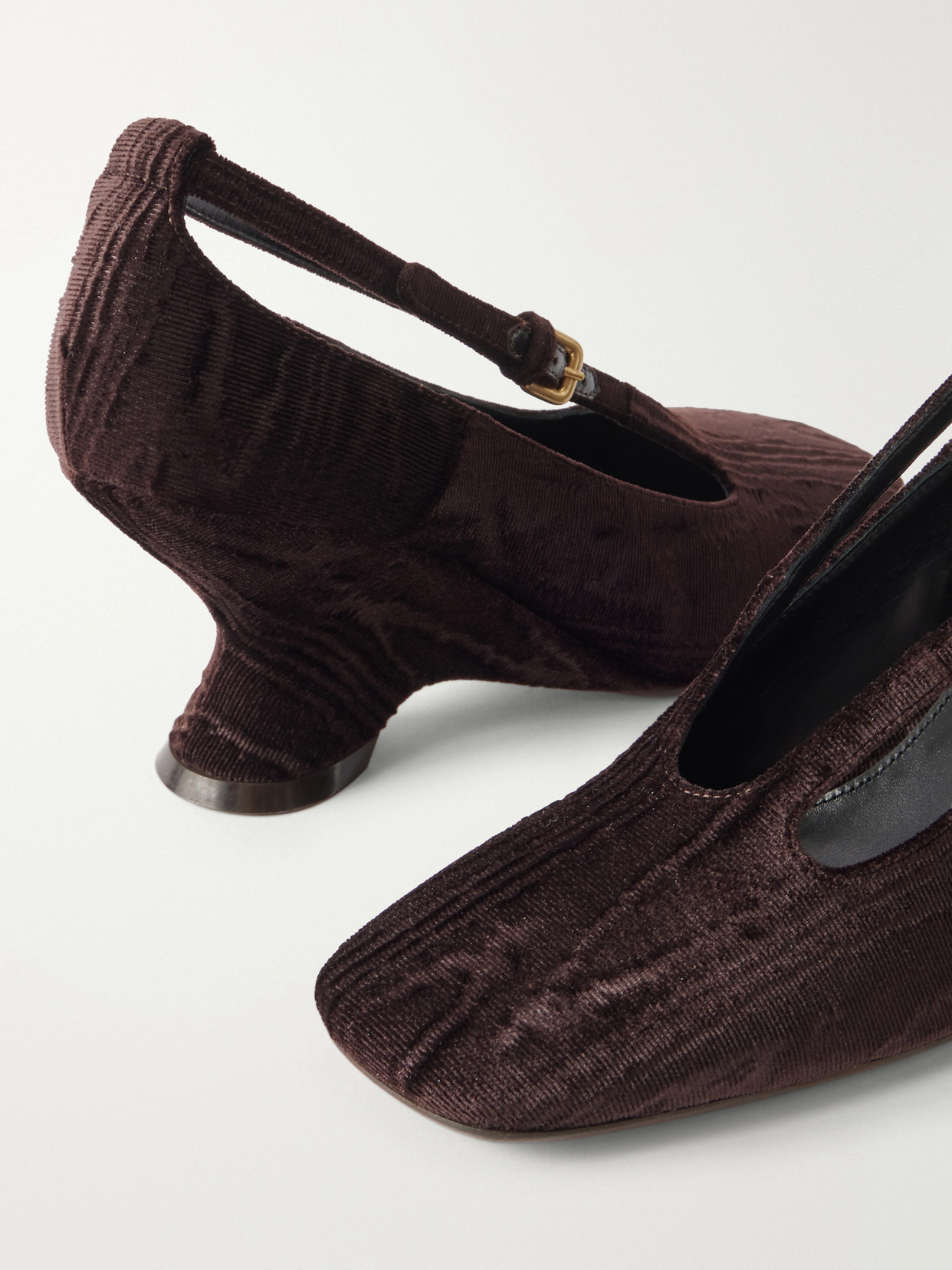 Velvet Moiré Wedge Pumps