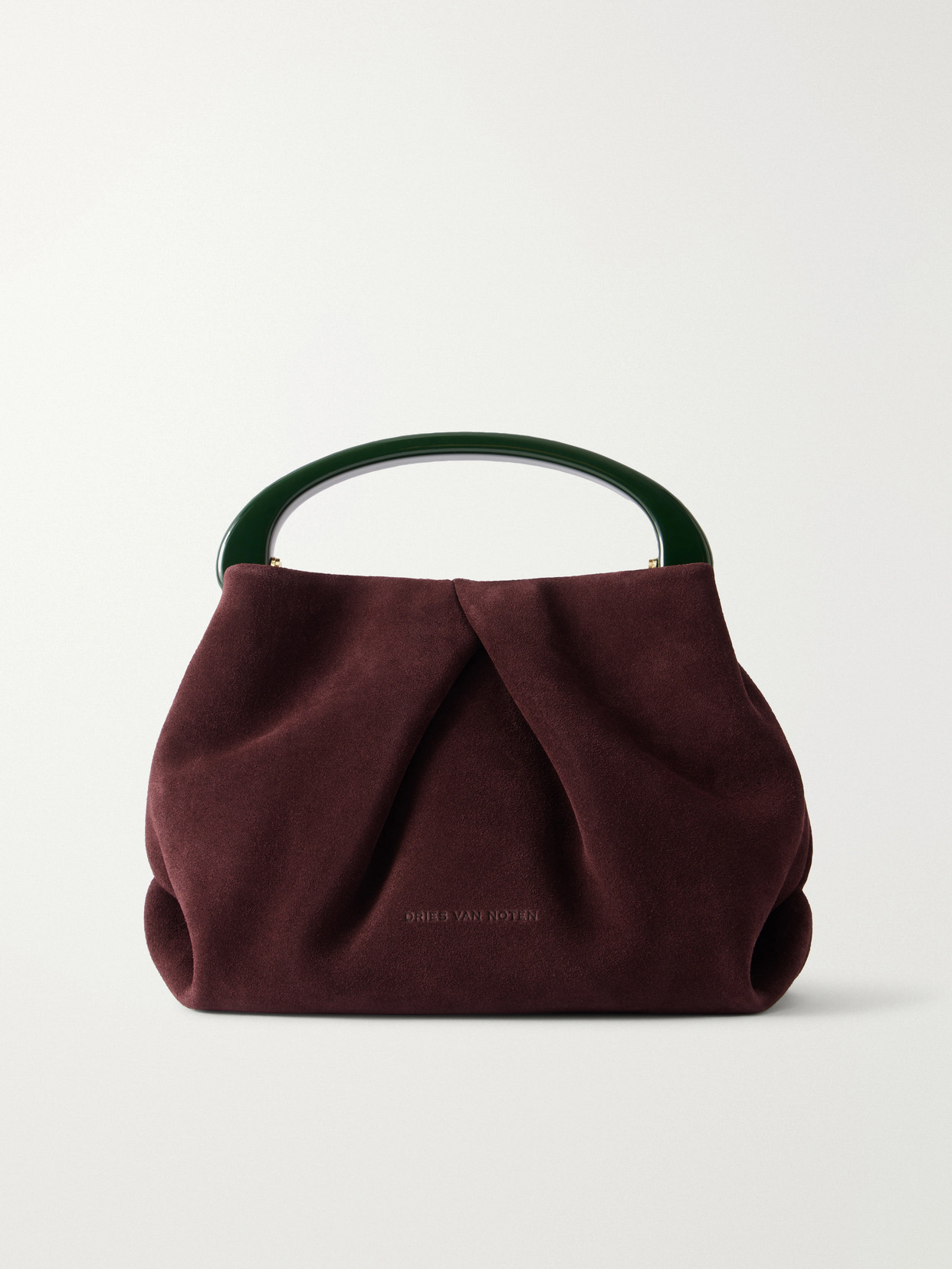 Dries Van Noten Suede Clutch In Burgundy