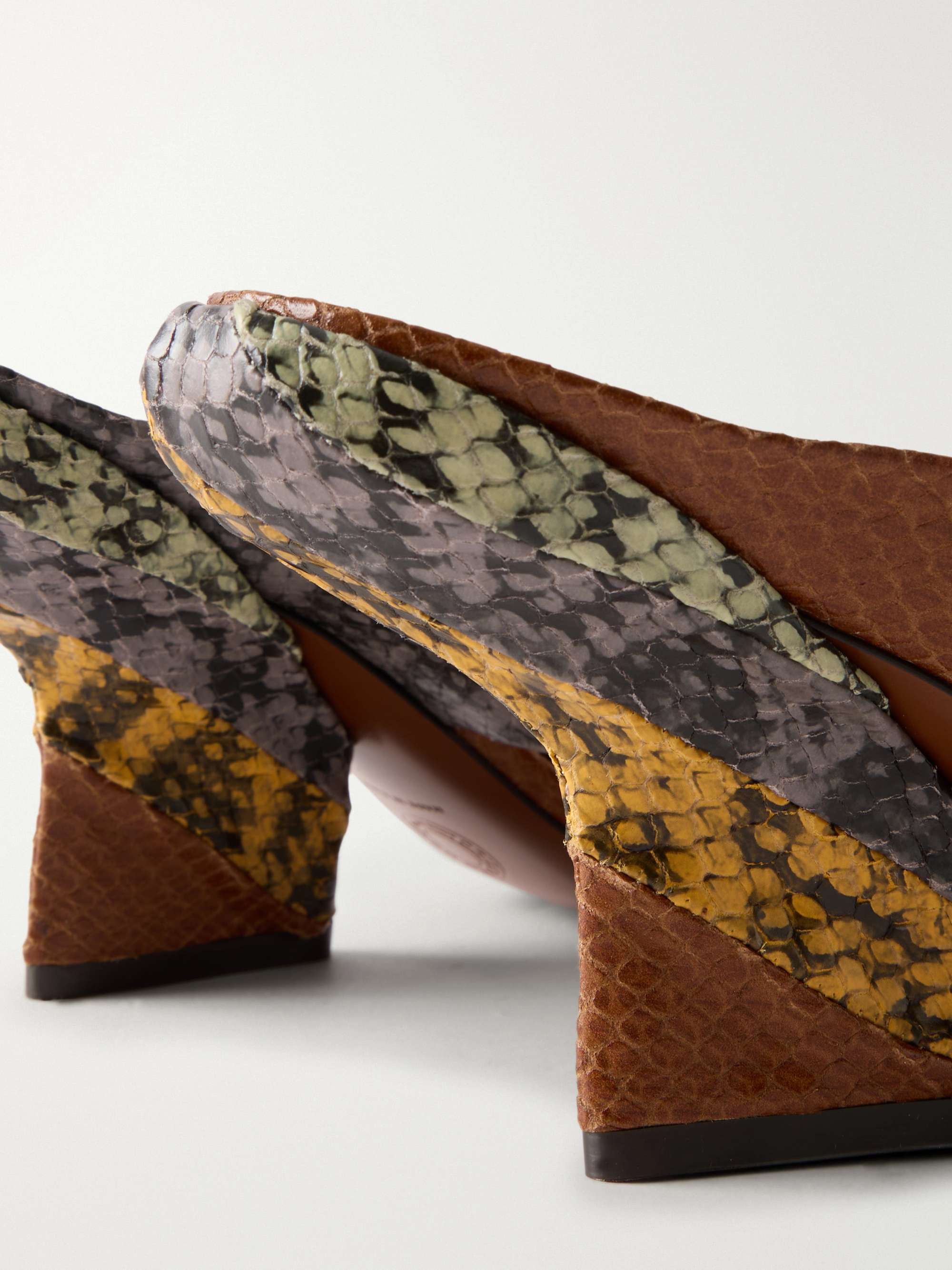 DRIES VAN NOTEN Snake-effect leather sandals | NET-A-PORTER