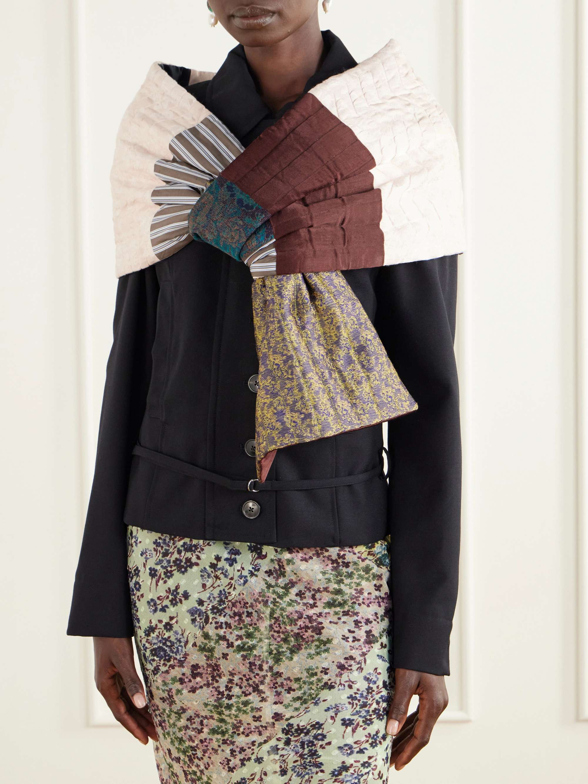 【Rare】Dries Van Noten Silk Quilted Scarf DRIES VAN NOTEN Patchwork quilted scarf | NET-A-PORTER
