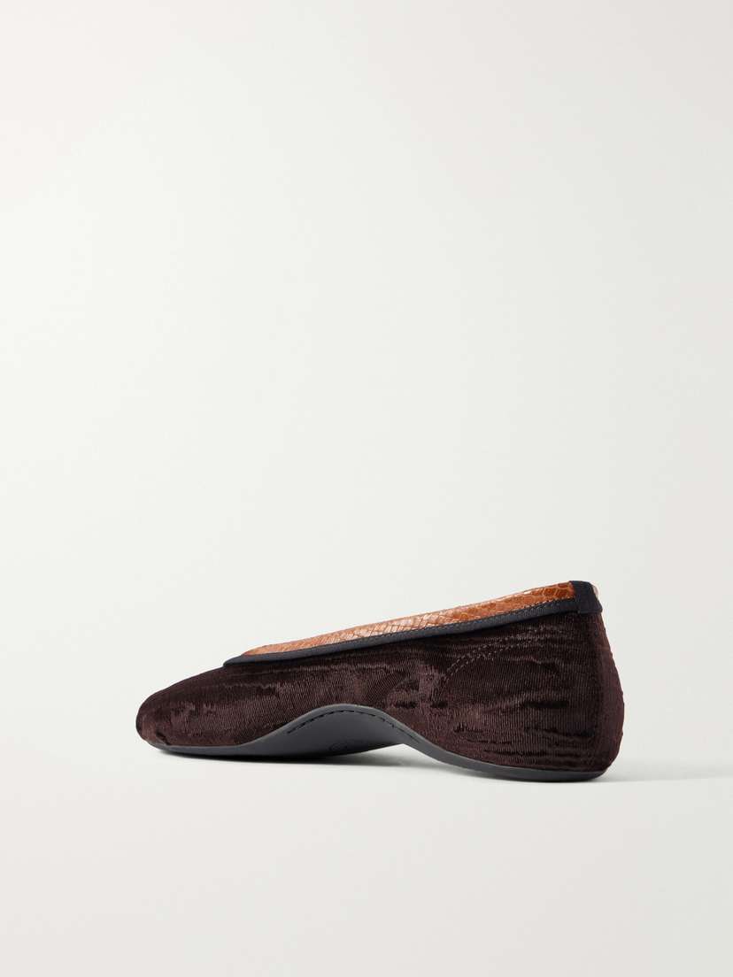 Dries Van Noten Leather-trimmed Velvet Ballet Flats | Thumbnail 3 Dries Van Noten Leather-trimmed Velvet Ballet Flats | Thumbnail 3