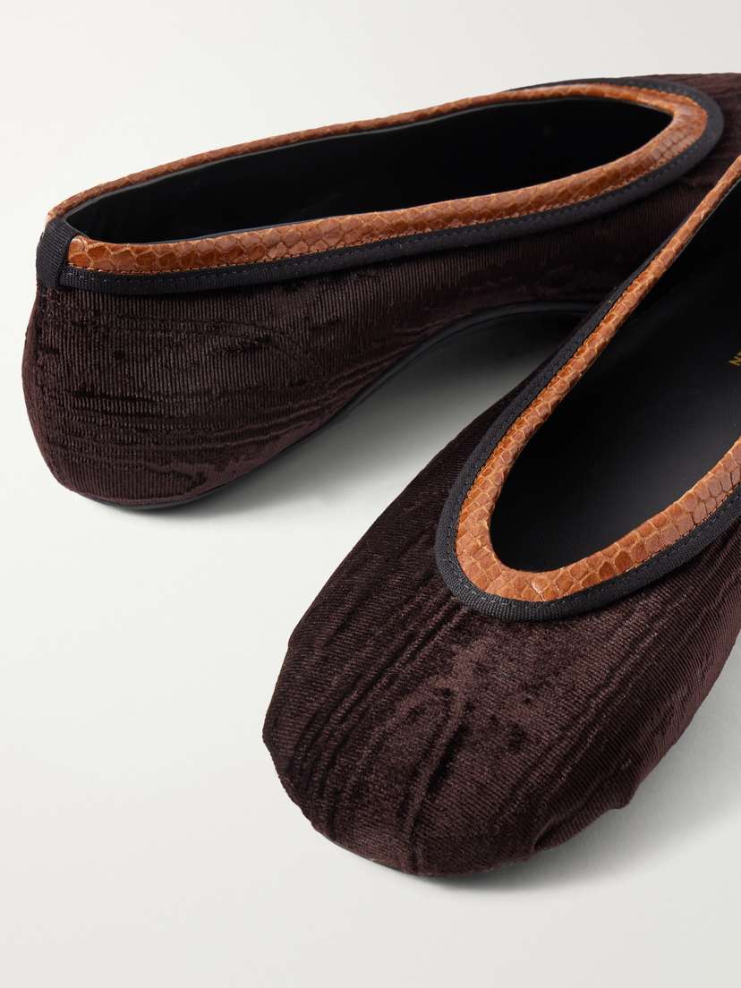 Dries Van Noten Leather-trimmed Velvet Ballet Flats | Thumbnail 5 Dries Van Noten Leather-trimmed Velvet Ballet Flats | Thumbnail 5