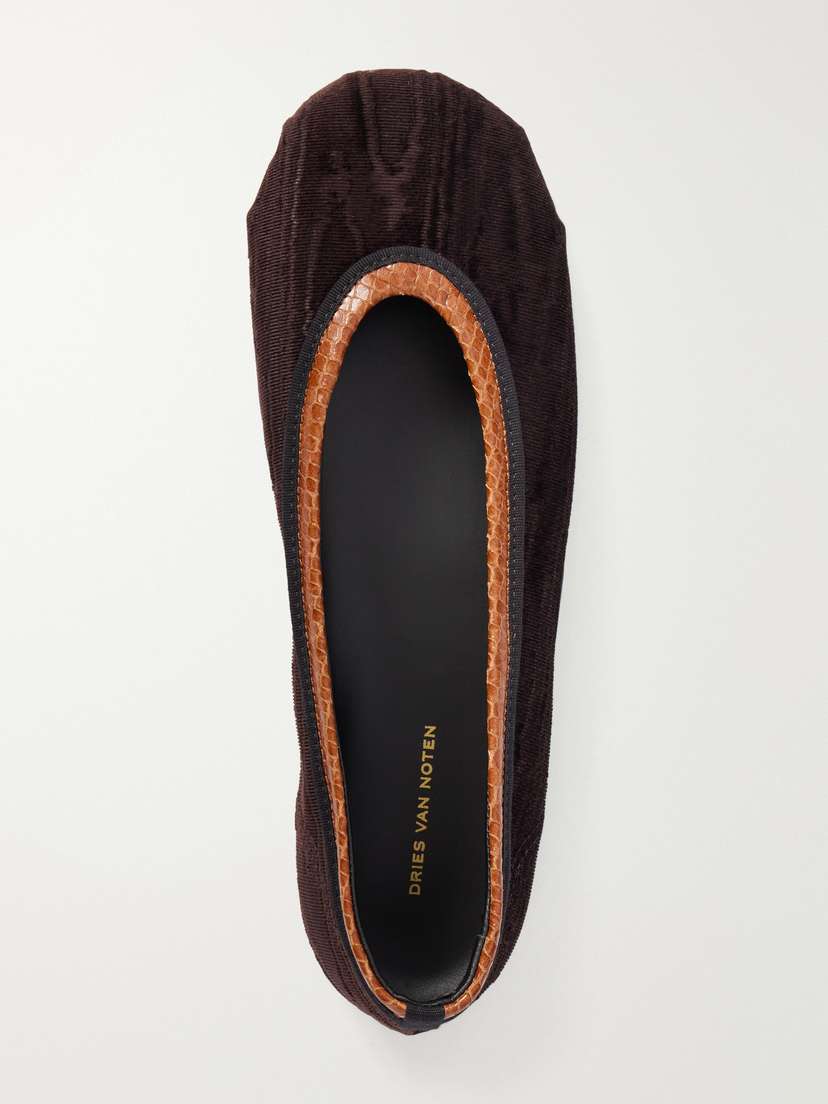 Dries Van Noten Leather-trimmed Velvet Ballet Flats | Thumbnail 6 Dries Van Noten Leather-trimmed Velvet Ballet Flats | Thumbnail 6