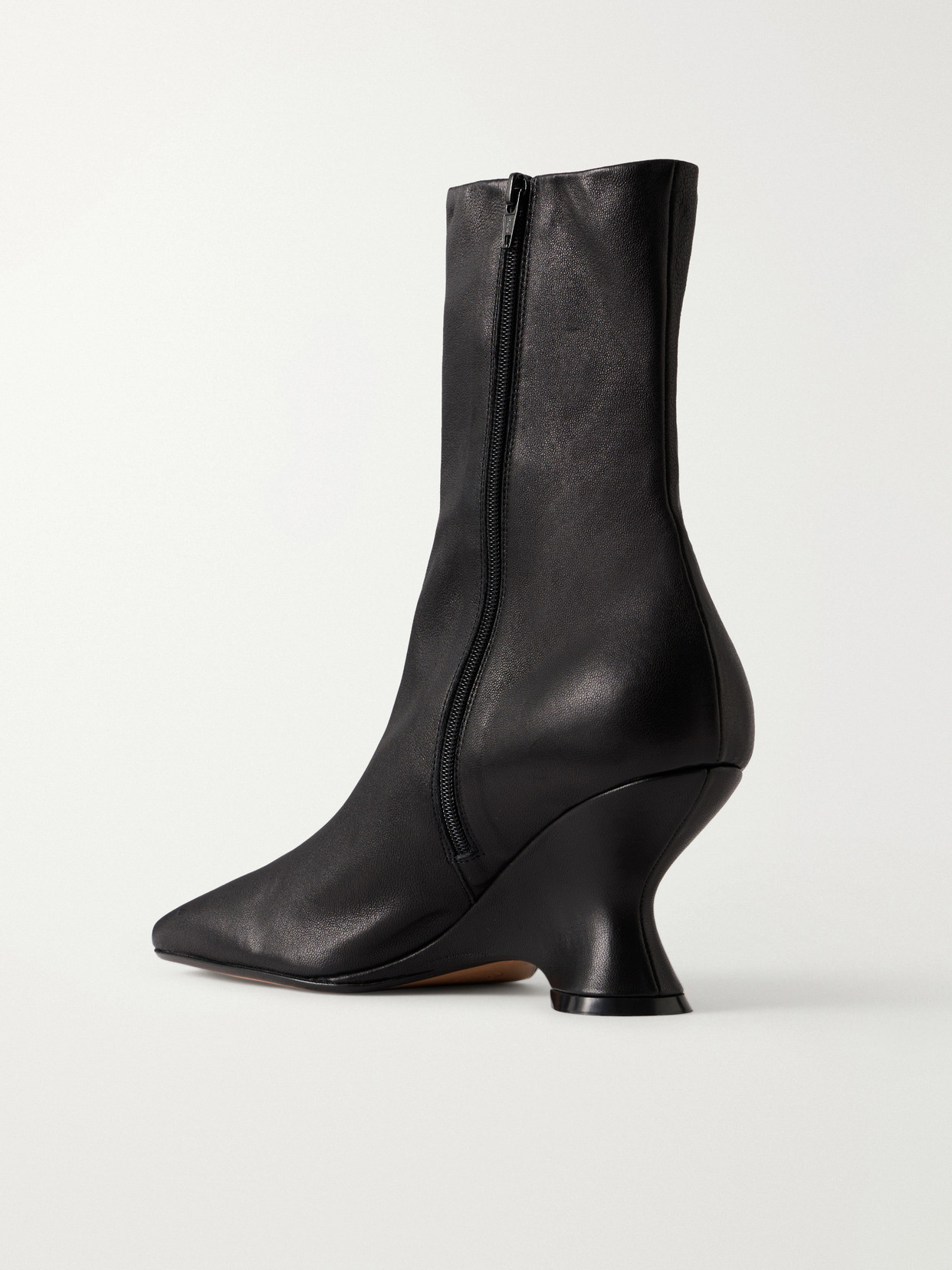 Leather Wedge Ankle Boots