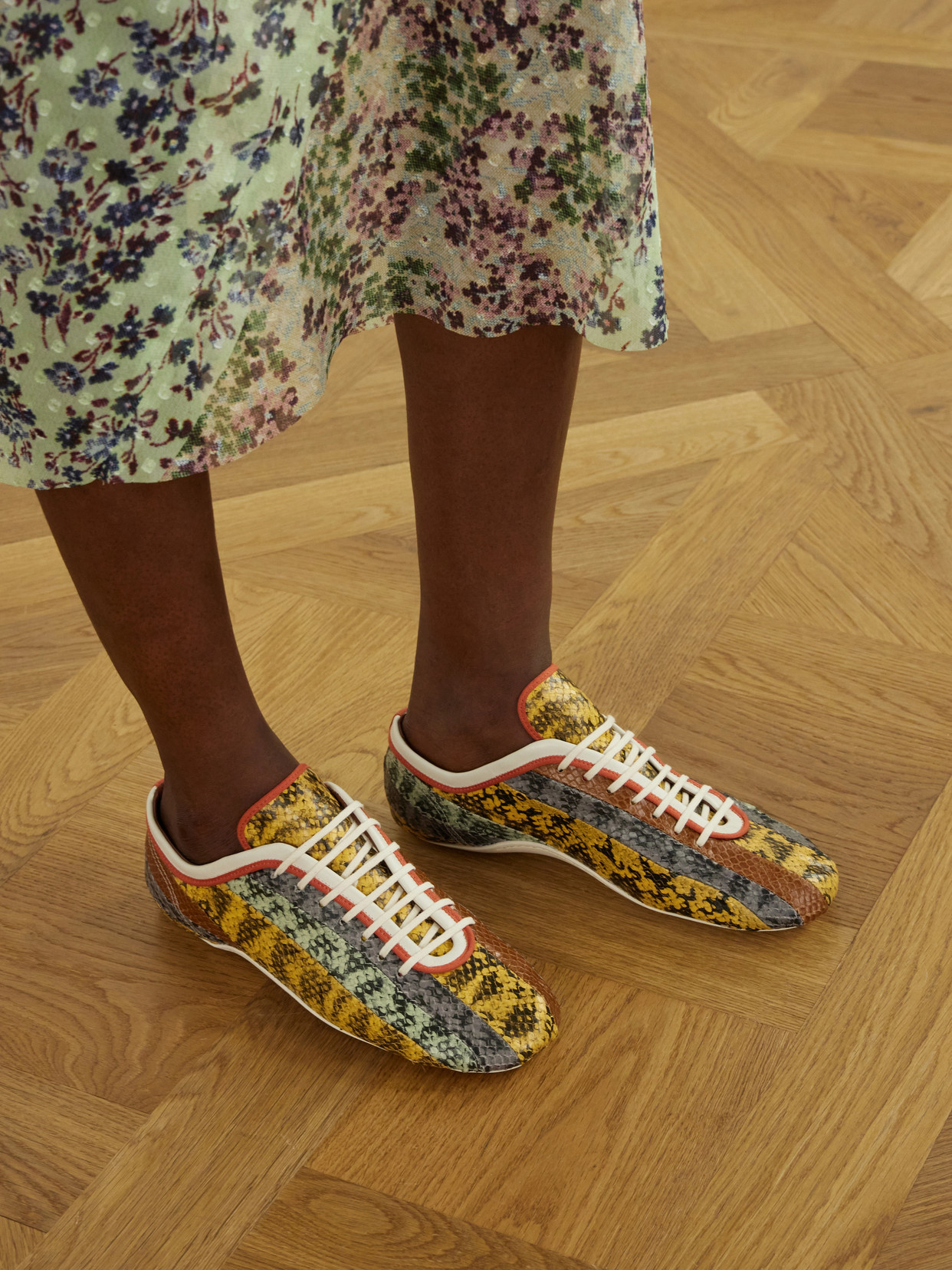 Striped Snake-Effect Sneakers