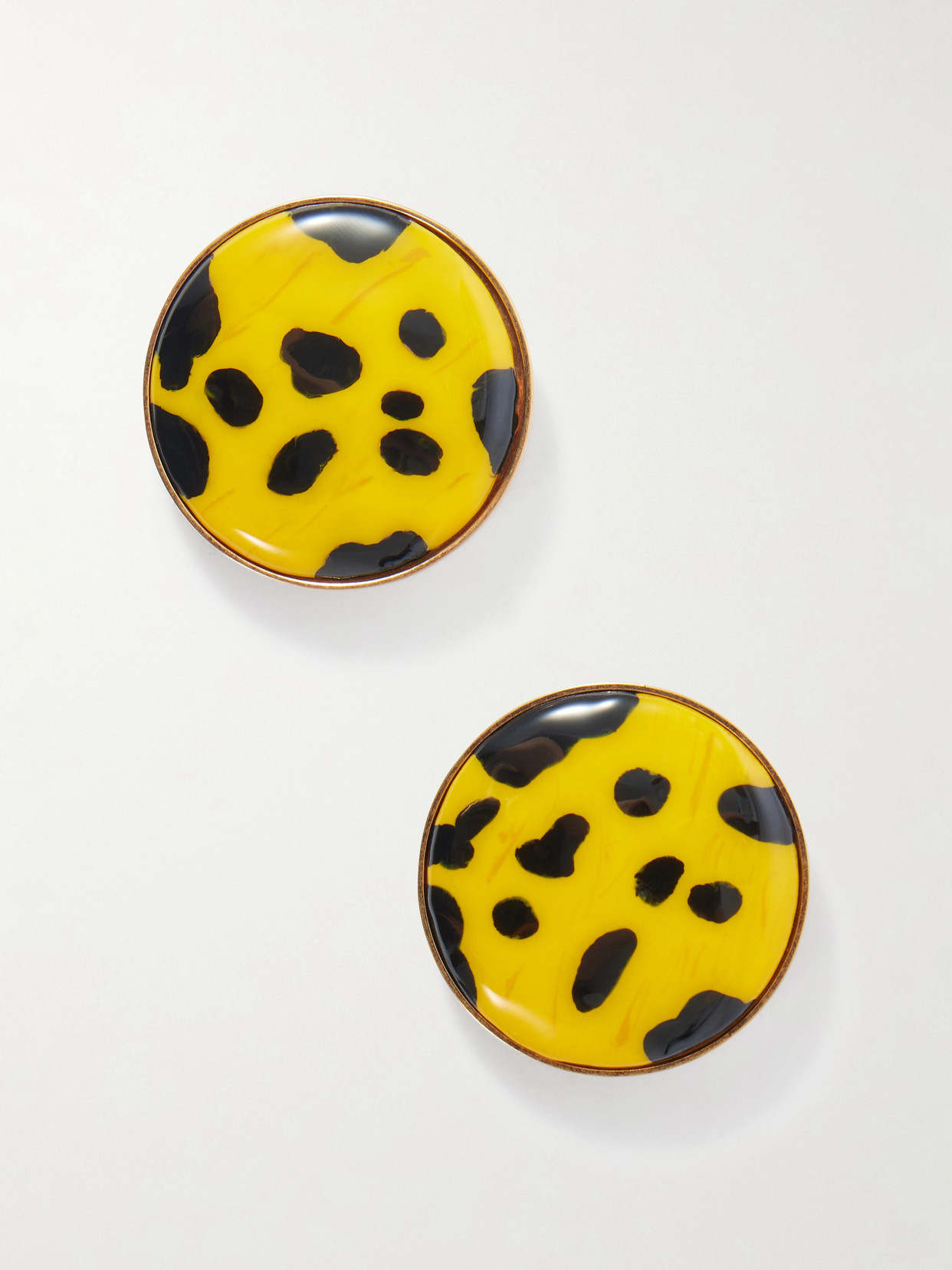 Dries Van Noten Gold-tone Enamel And Brass Earrings In Yellow