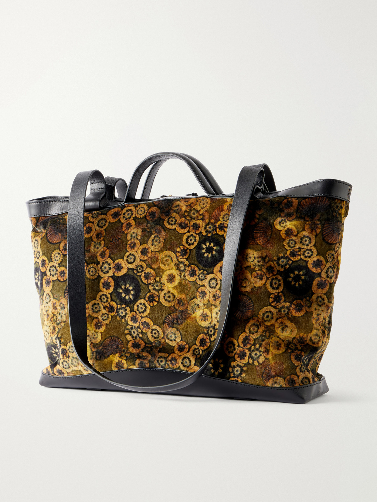 Carter Printed Leather-Trimmed Velvet Tote