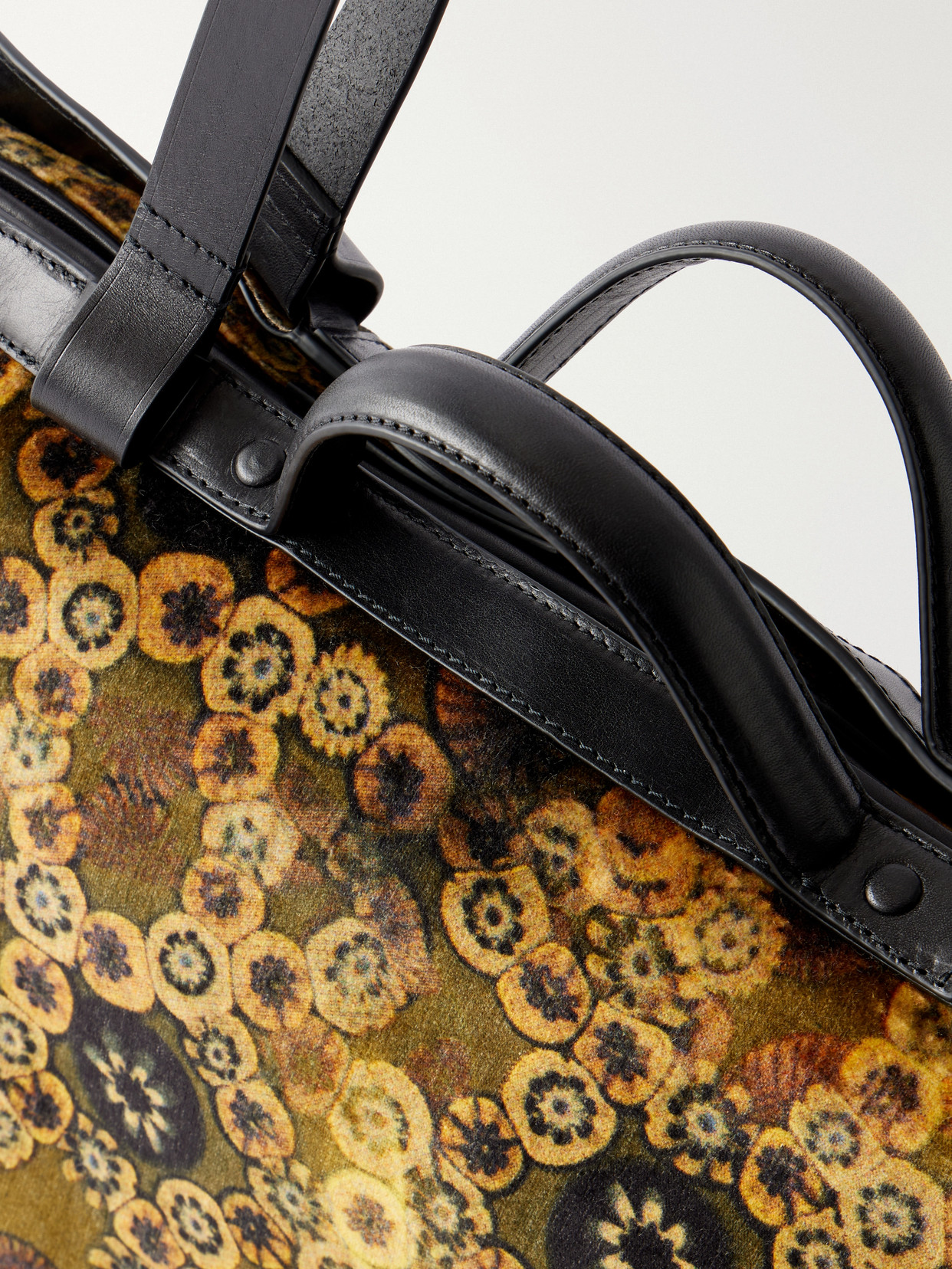 Carter Printed Leather-Trimmed Velvet Tote
