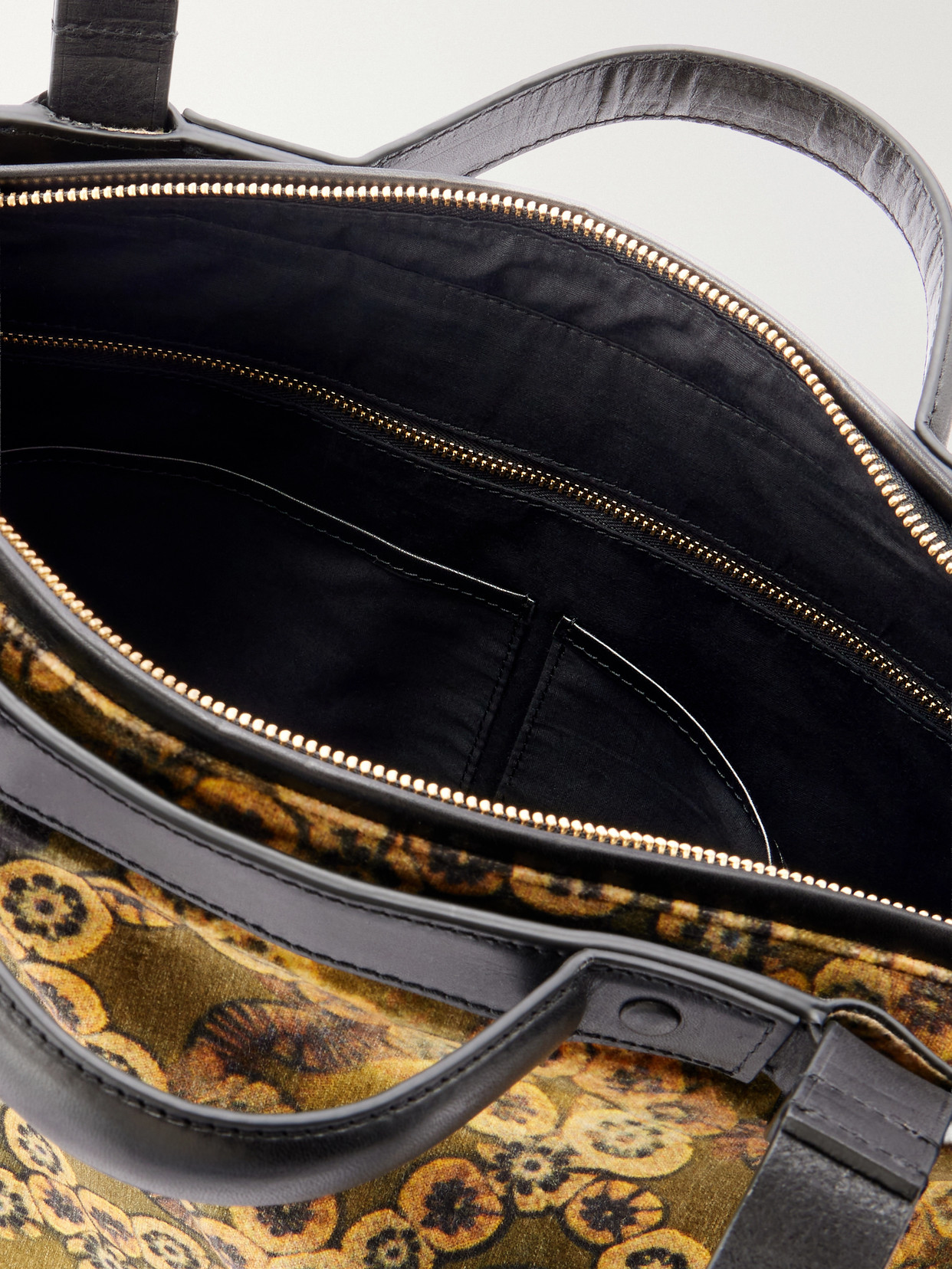 Carter Printed Leather-Trimmed Velvet Tote