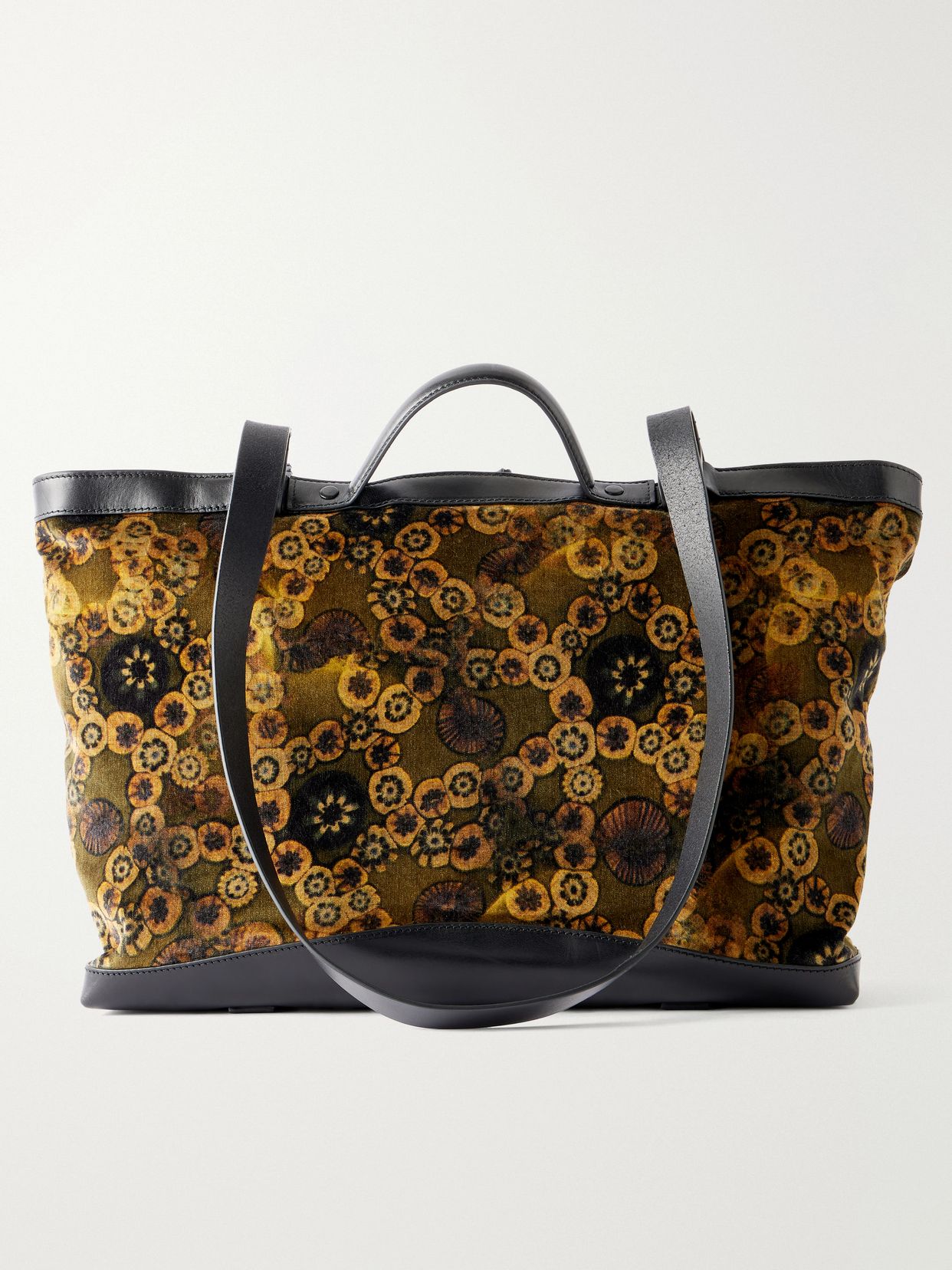 Carter printed leather-trimmed velvet tote